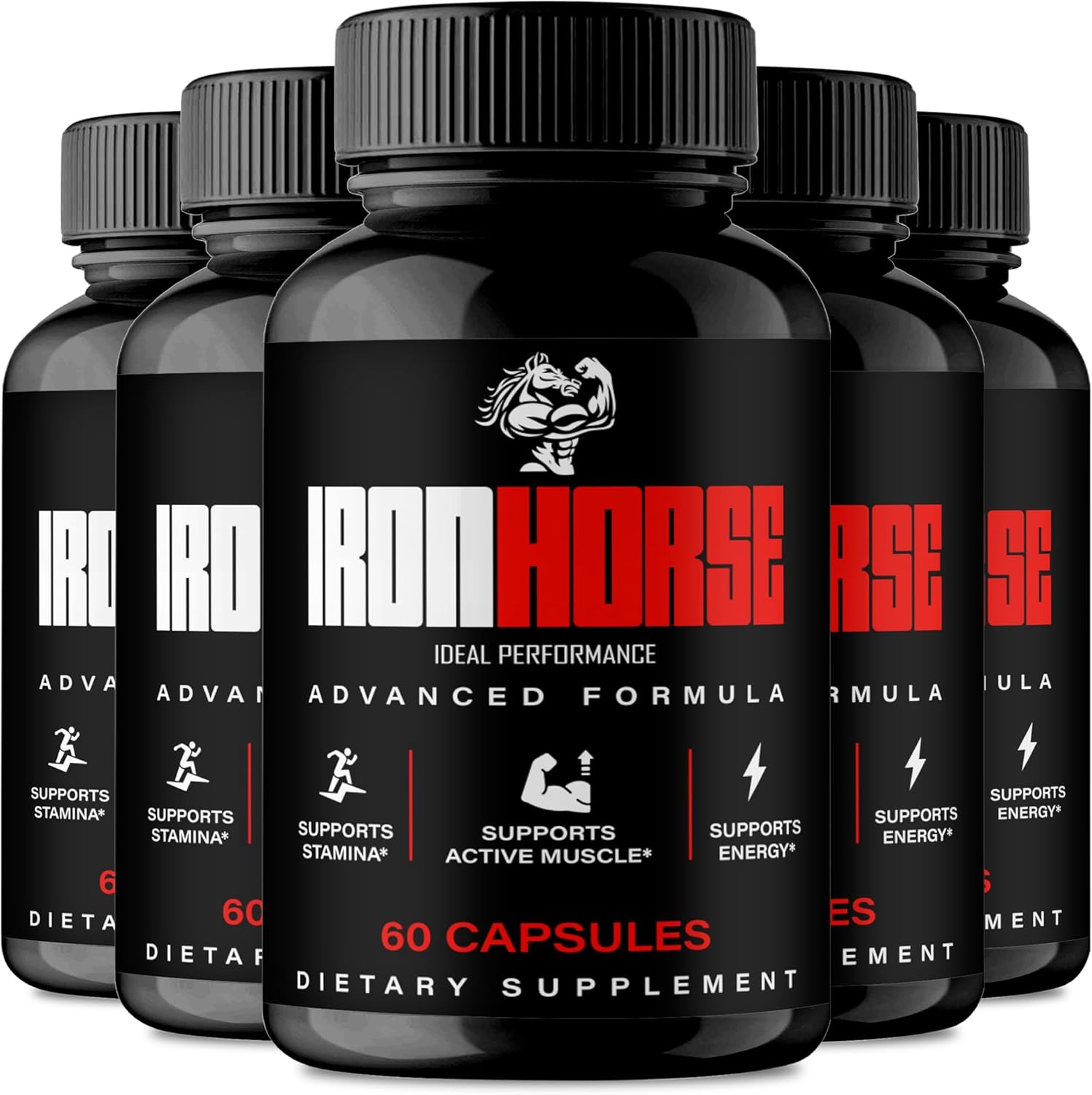 Iron Horse Supplement Pills, Official IronHorse Capsules – Maximum Strength, All Natural Formula for Energy, Stamina and Performance, Premium Iron Horse Health Support Reviews (5 Pack)