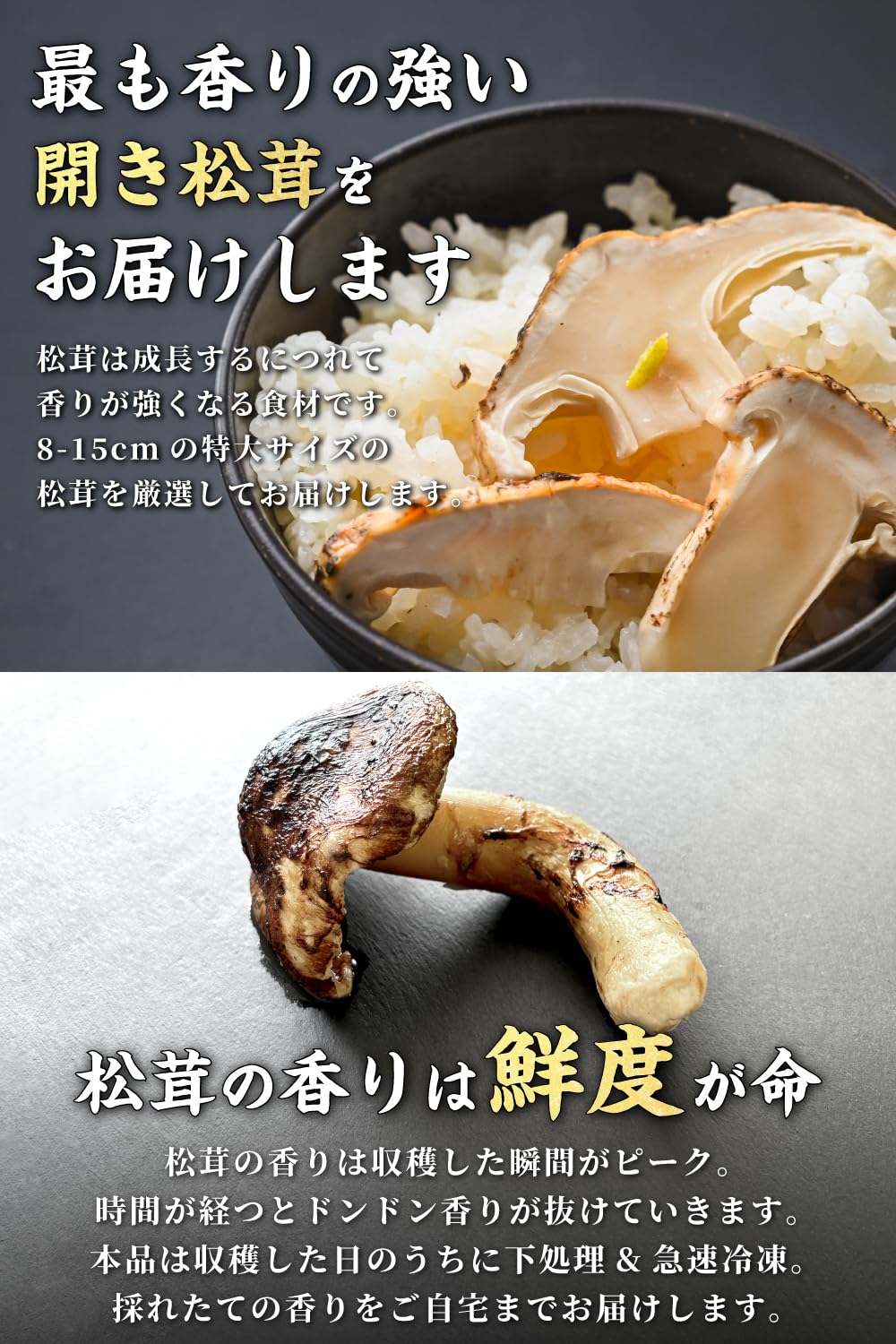 Amazon.co.jp: 松茸 生松茸 冷凍 開き 1000g 1kg 8-15cmサイズ ホール