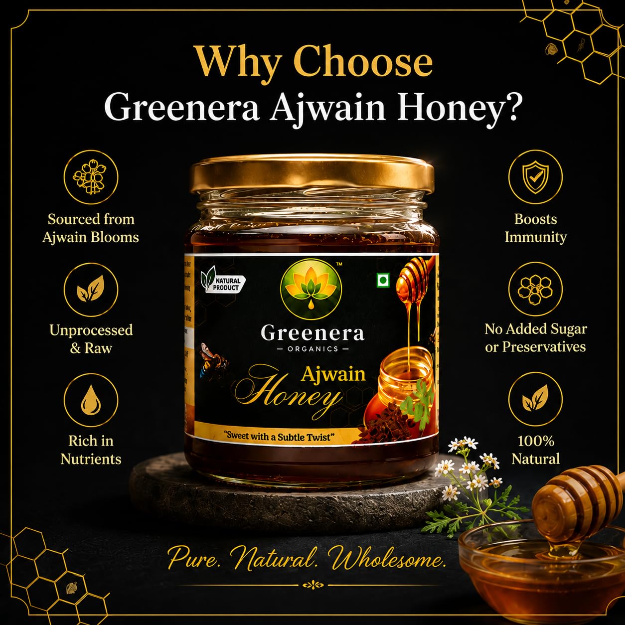 Greenera Organics Ajwain Honey, 200g product image 3