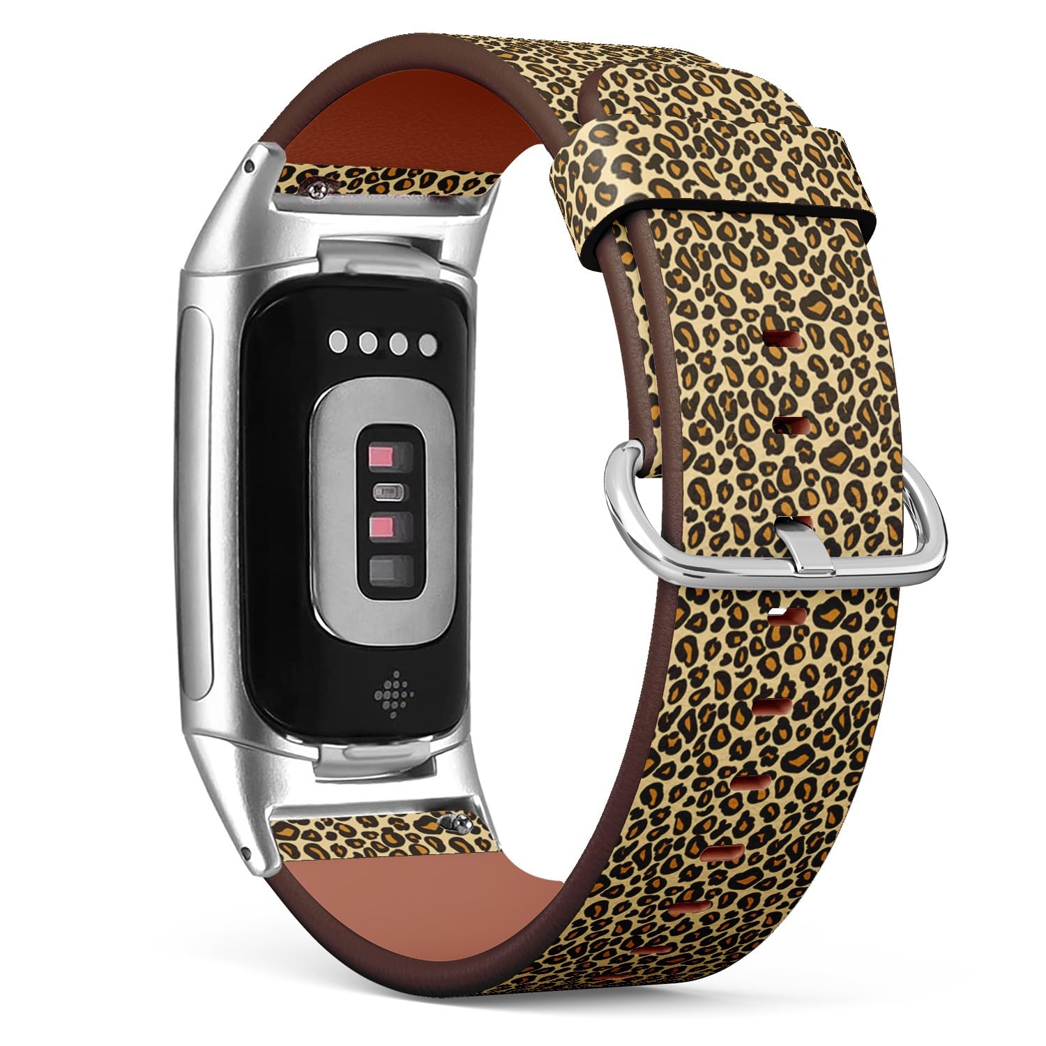 Bracelet de montre Fitbit Charge 6 et 5 en cuir imprimé léopard - 8