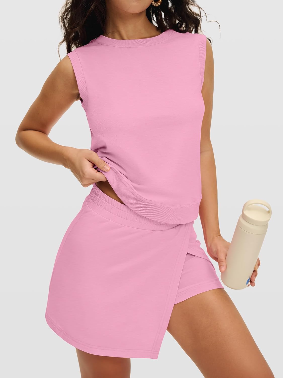 ANRABESS Women Two Piece Skirt Sets Summer Outfits Athletic Workout Tennis Lined Skort Short Set Travel Vacation Clothes - Image 3