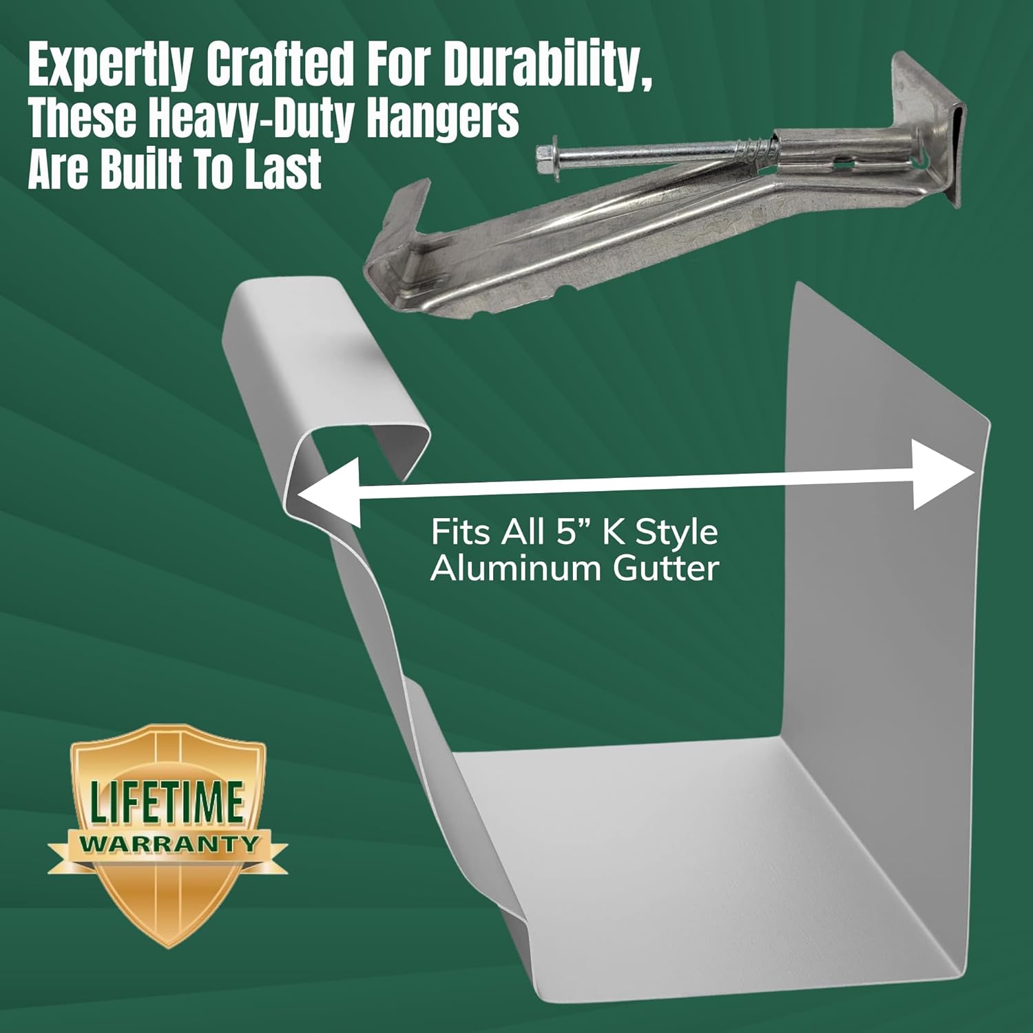 A-M Gutter Guard - 5" K Style Gutter Hangers (25 Pack) - Heavy Duty Hidden Rain Gutter Bracket Support With Speed Screw and Clip - For 5 - K Style Aluminum Gutters - Includes 1/4" x 6" Hex Bit