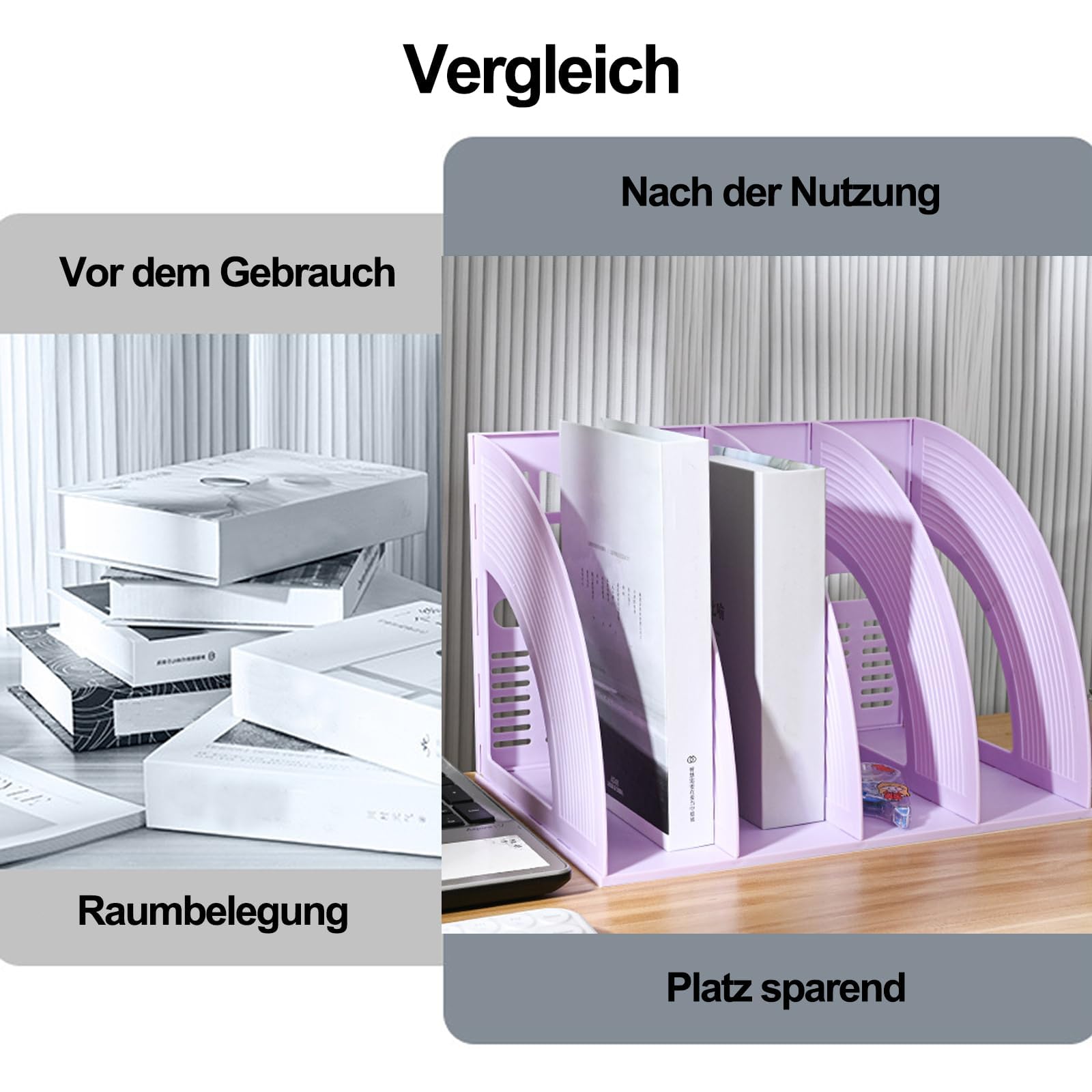 Archivador de Revistas Vertical A4 4 Compartimentos Plástico Escritorio