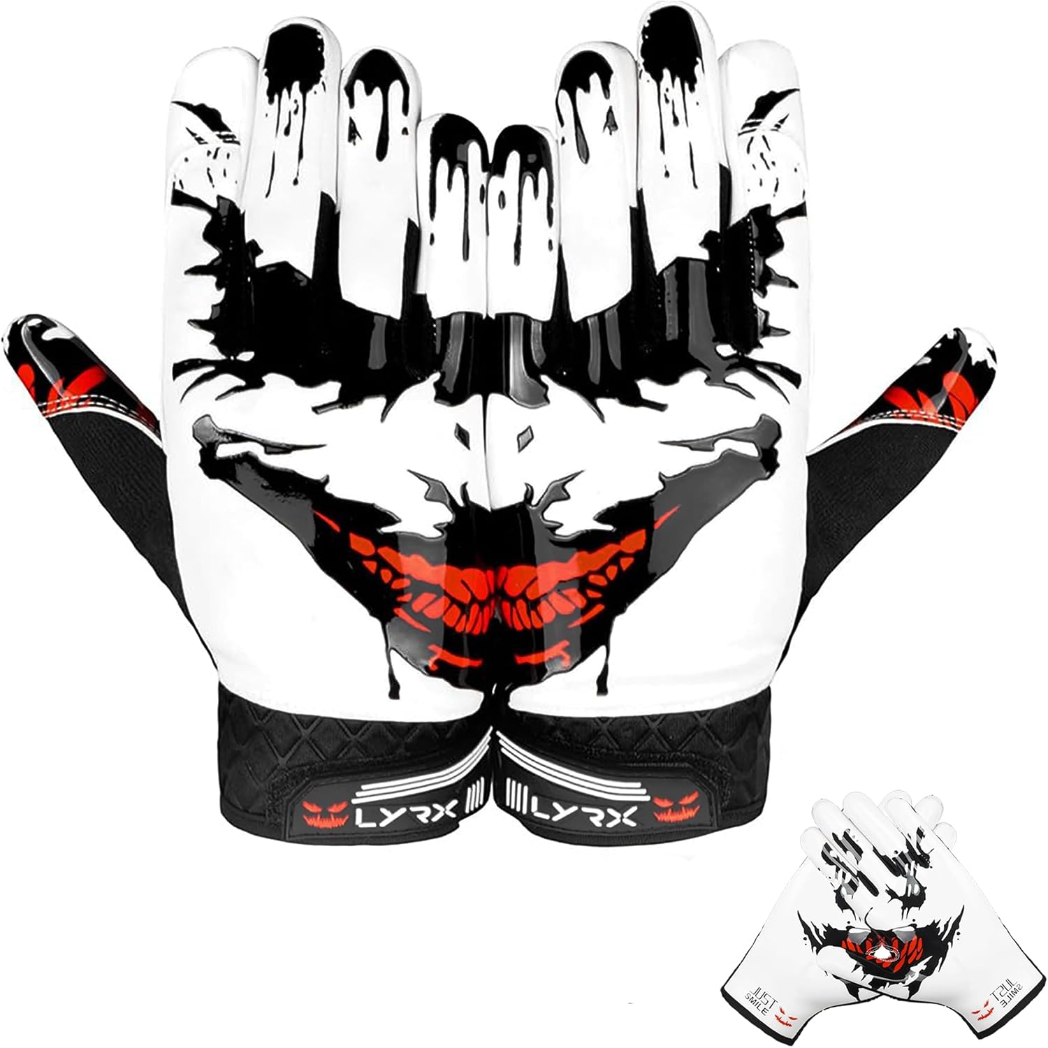 LYRX Professional Football Receiver Gloves with Optimal Silicone Palm Non-Slip Grip Control Ultra-Stick Sports Lightweight Glove and Precision Fit, Youth Medium