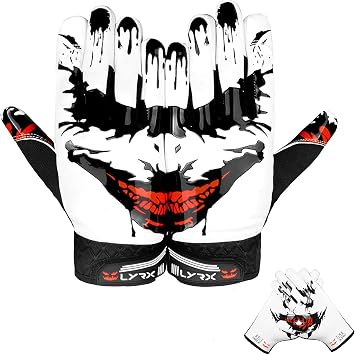 LYRX Professional Football Receiver Gloves with Optimal Silicone Palm Non-Slip Grip Control Ultra-Stick Sports Lightweight Glove and Precision Fit
