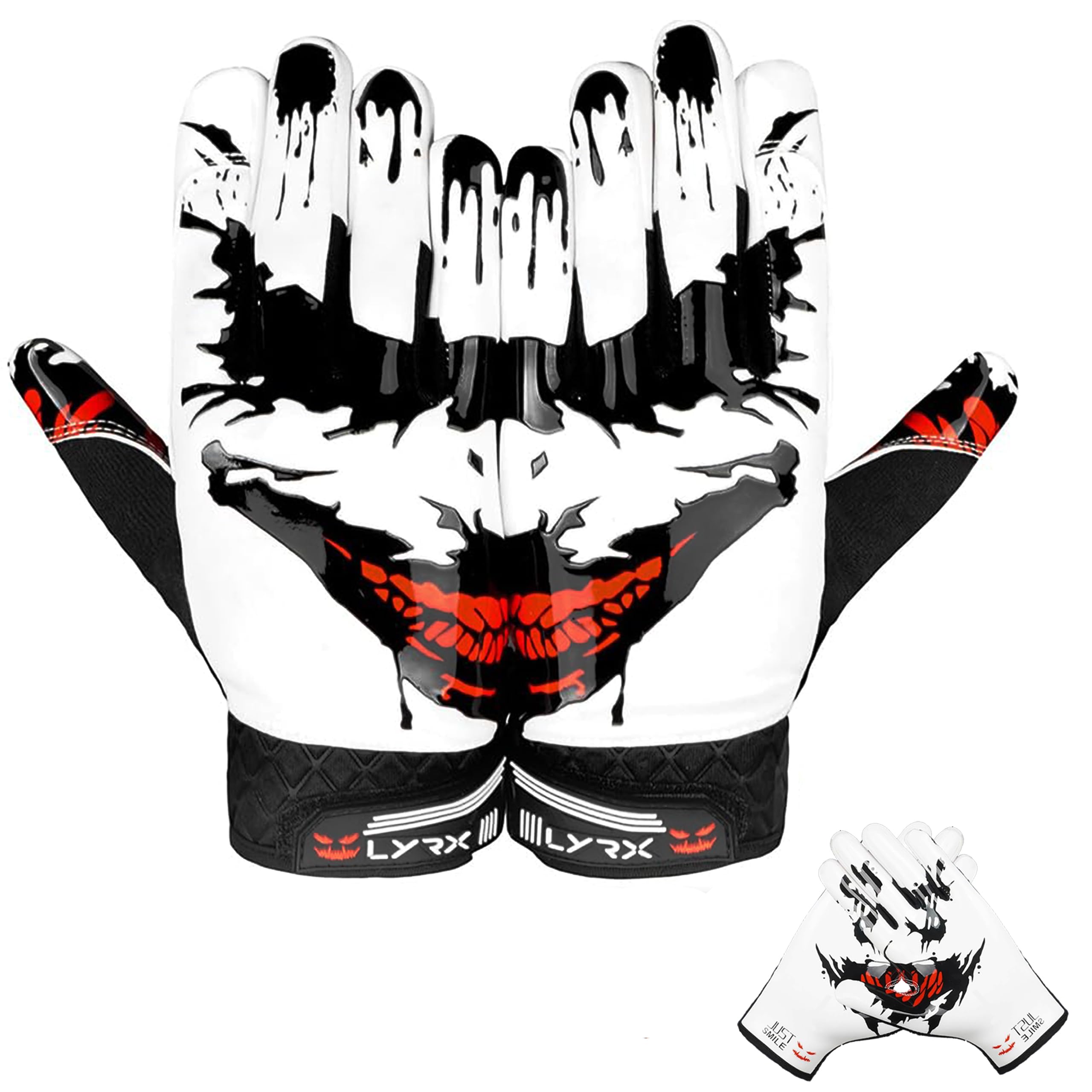 LYRX Professional Football Receiver Gloves with Optimal Silicone Palm Non-Slip Grip Control Ultra-Stick Sports Lightweight Glove and Precision Fit