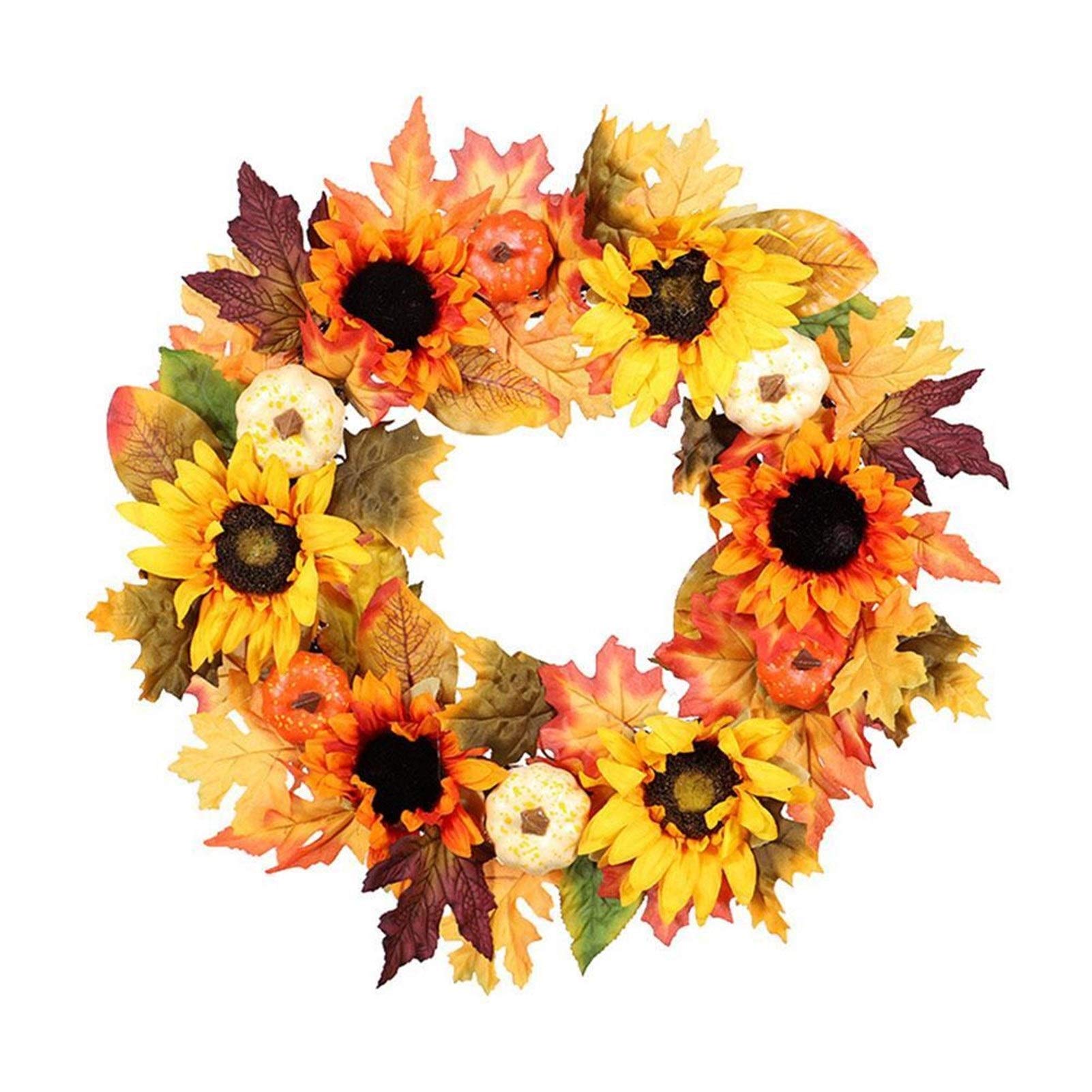 Couronne d'automne de décoration de porte d'entrée aux feuilles d'érable denses