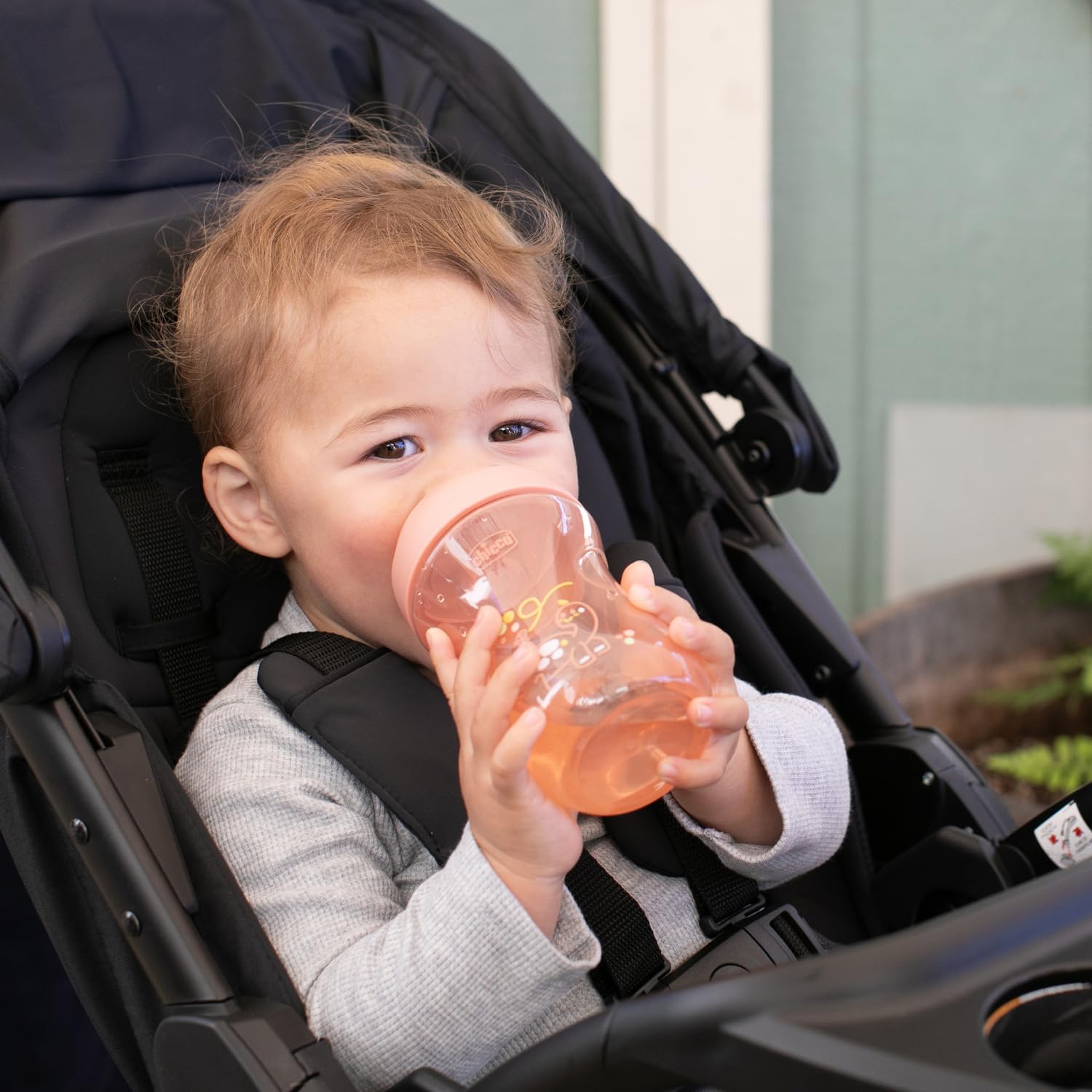 Chicco Advanced Mug, 9oz Non-Drip Plastic Cup with Straw, Ergonomic Spout and Valve, BPA Free, 12M+, Pink