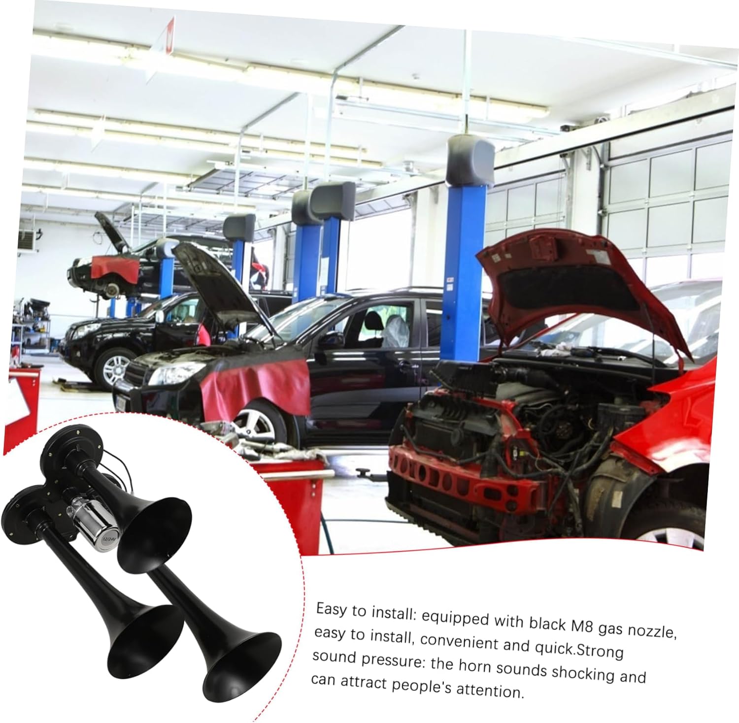 24v Train Horn Kit with Triple Trumpets Super Loud Air Horn for Trucks Easy Installation Durable Construction for Sound and Longevity