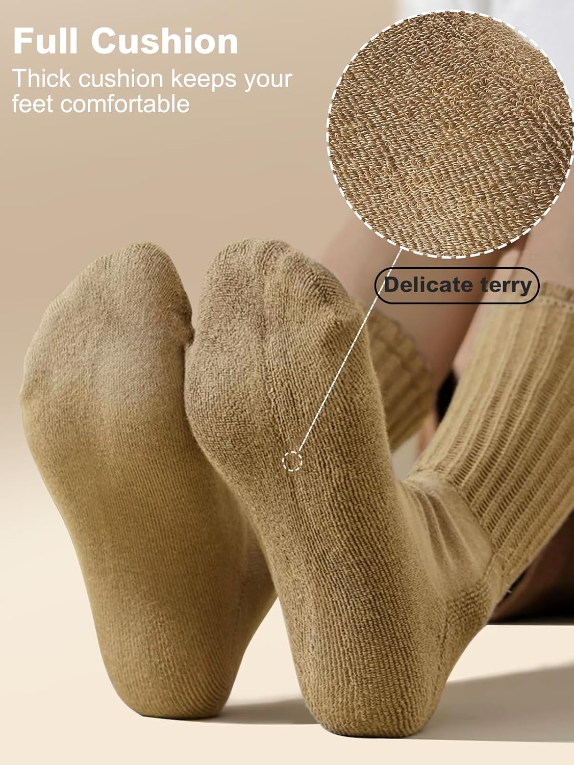 HAVE A TREE 3-6 Pack Women's Slouchy Crew Socks - White Cushioned Scrunch Boot Socks Size 5-11 - Image 4