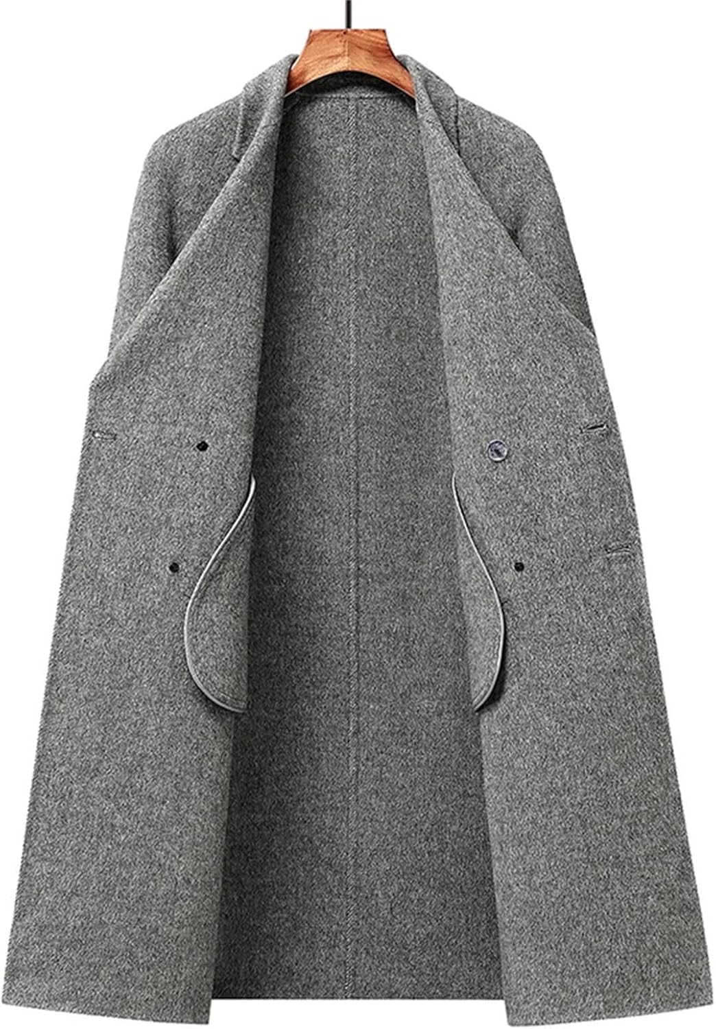 Men's Mid-Length Woolen Coats Winter Business Casual Loose Warm Overcoat Outwear Solid Color Wool Jackets