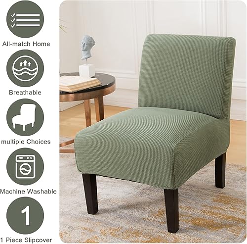 Miniatura 10 de Armless Chair Slipcover, Stretch Velvet Accent Chair Cover for Dining Chair, Removable Wingback Chair Slipcover and Washable Furniture Protector