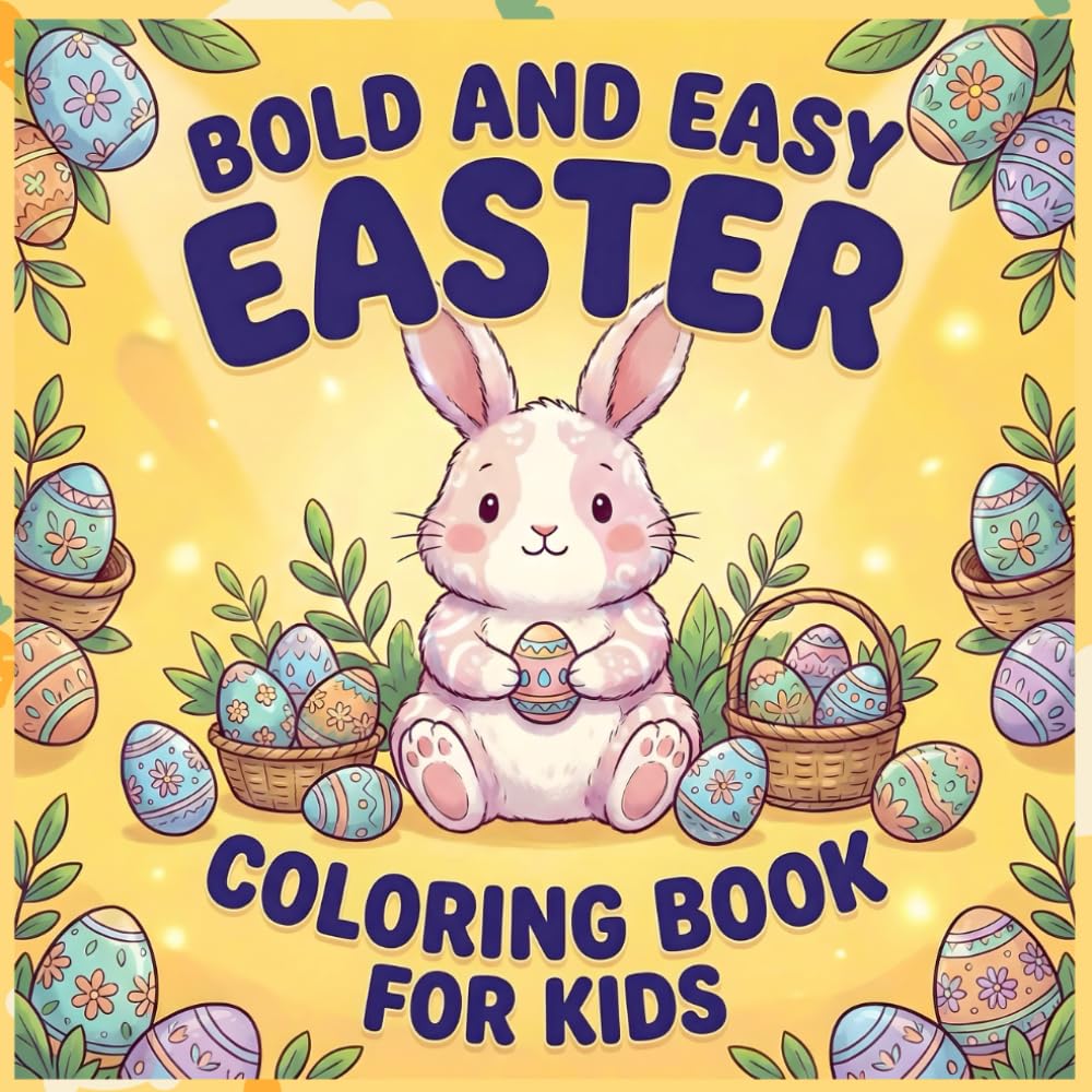 Bold and Easy Easter Coloring Book for Kids: Cute, Fun and Simple Designs for Toddler Boys and Girls ages 3-5