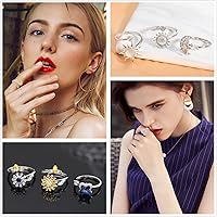 Vista 2 de Honsny Fidget Rings for Women, Spinner Fidget Ring Set, Sunflower Butterfly Bee Star Moon Relief Spinning Rings for Adults