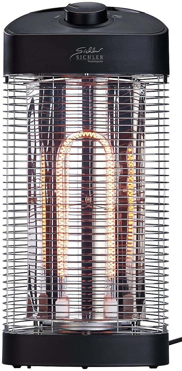 Sichler Haushaltsgeräte Stufa a infrarossi da terra oscillante 1200 W IP24 per interni ed esterni protetti nera