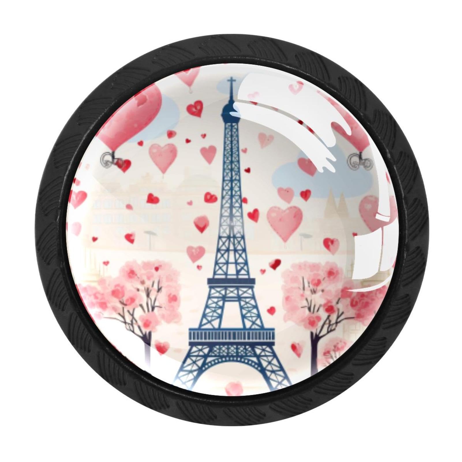Chenzzzz Multicolored 14 Eiffel Tower Valentine's Day Cabinet Knobs 4 Pieces Drawer Kitchen Cabinets Dresser Cupboard Wardrobe Unique Pulls Handles