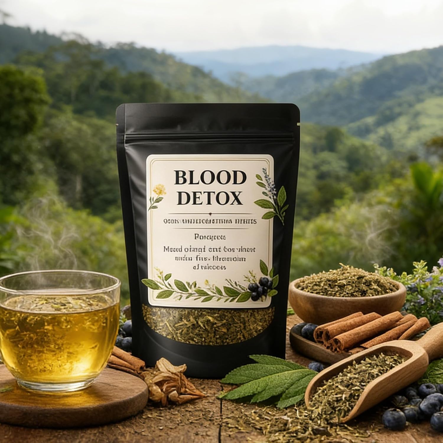 Blood Detox Tea Jamaica – Caffeine-Free Tea with Lotus Flower, Flagweed, Cinnamon & Yushu, Natural Wellness & Refreshing Flavor