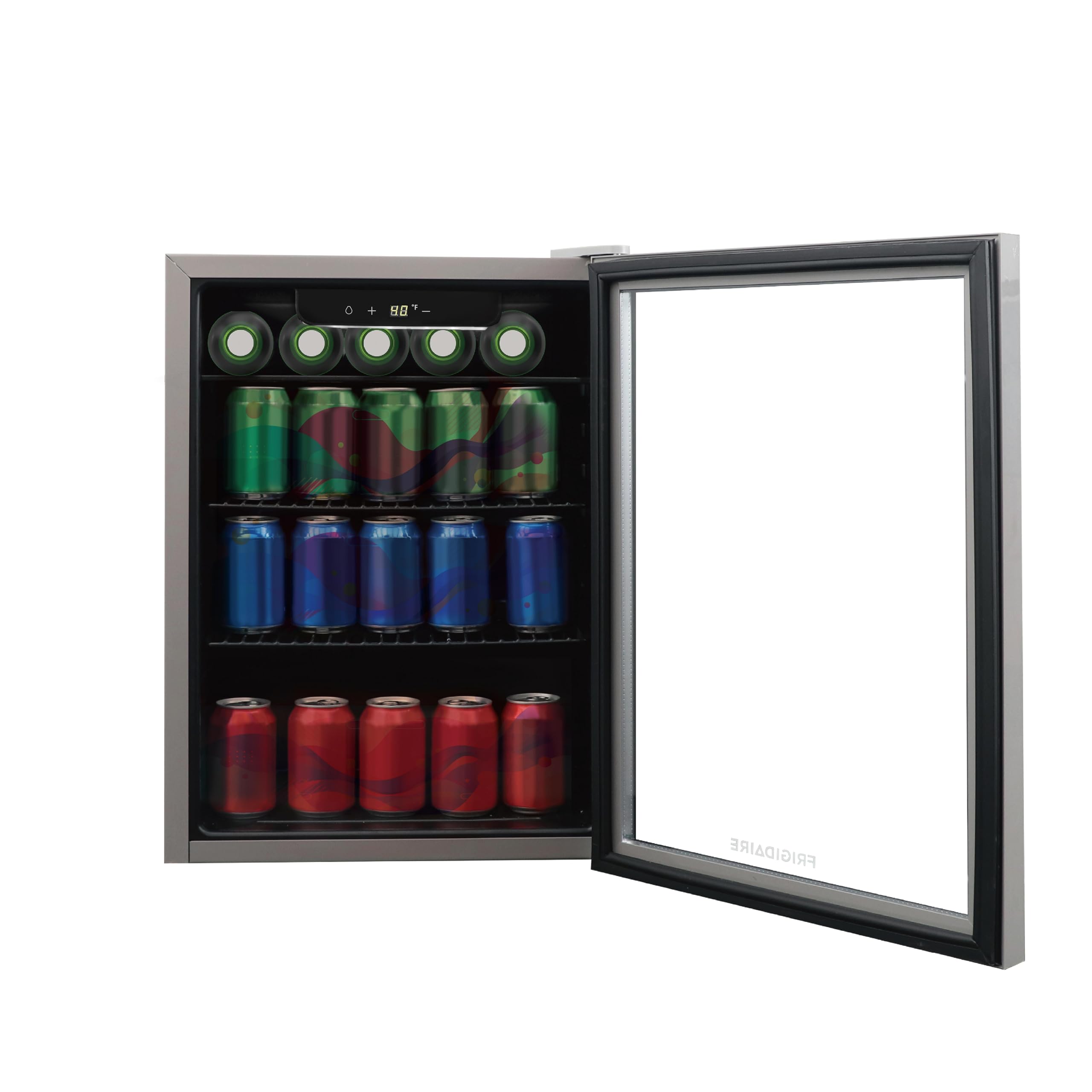 Frigidaire Efmis9000amz, Beverage Fridge Refrigerator With Glass Door, Compact Mini Fridge With Digital Temperature Control Fits 88 Cans Or 25 Bottles, 74l Capacity - 19.29"D X 25"W X 17.51"H, Silver on Fridge.com - View 3