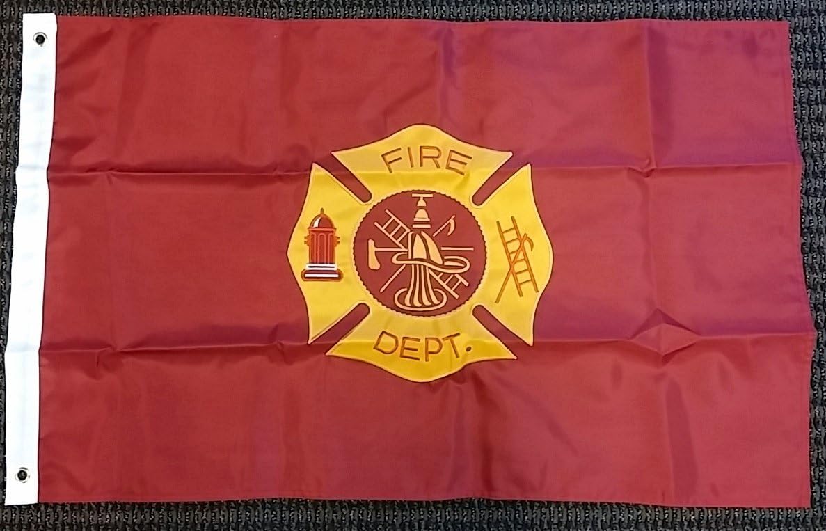 Fire Department 2x3 Foot Flag Double Sided Nylon Embroidered Banner Fire Dept