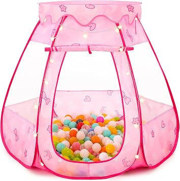 Baby Ball Pit for Toddler Pop Up Princess Play Tent for Kids - Indoor Outdoor Baby Girl Toys Birthday Gifts - NO Balls Dreamy Pink Tent