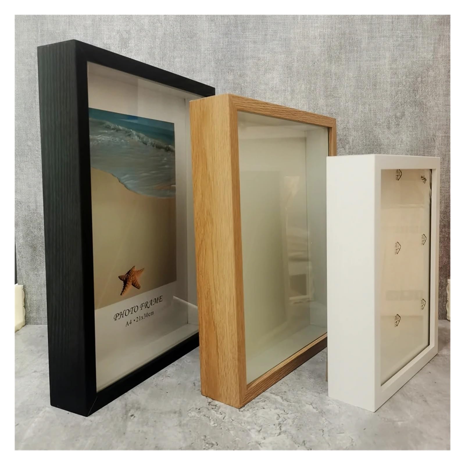 Cornice legno Cornice for foto in legno 3D fai da te, profondità 3 cm, for esporre opere tridimensionali. in for per Pareti Tavoli(White frame,15X20cm 8inch)