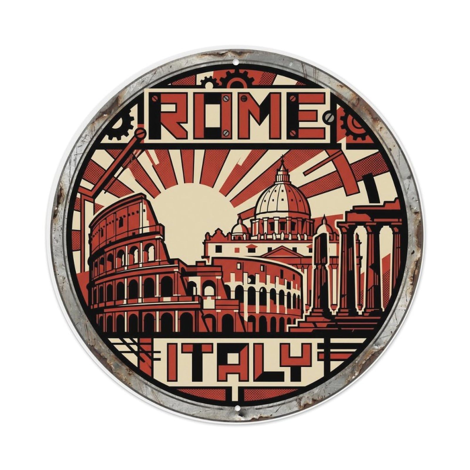 Vintage Travel Rome Skyline Italy Metal Tin Sign