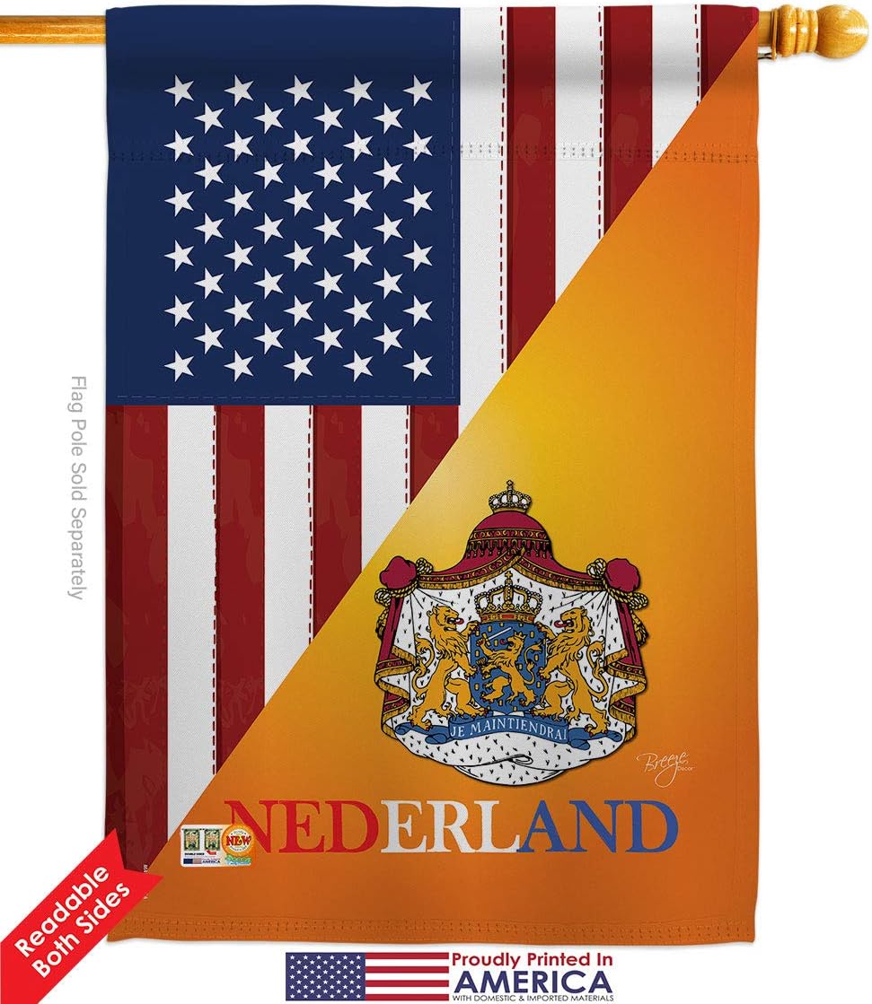US Dutch Friendship Garden House Flags Kit Regional USA American Alliance World Country Particular Area Small Decorative Gift Yard Banner Double-Sided Made In 28 X 40