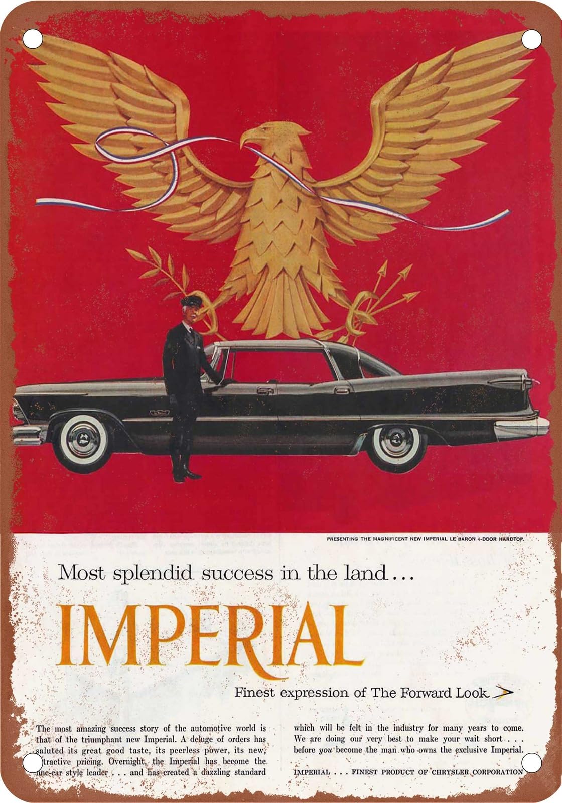 METAL SIGN - 1957 Imperial Vintage Ad 07 - Old Retro Rusty Look home decor