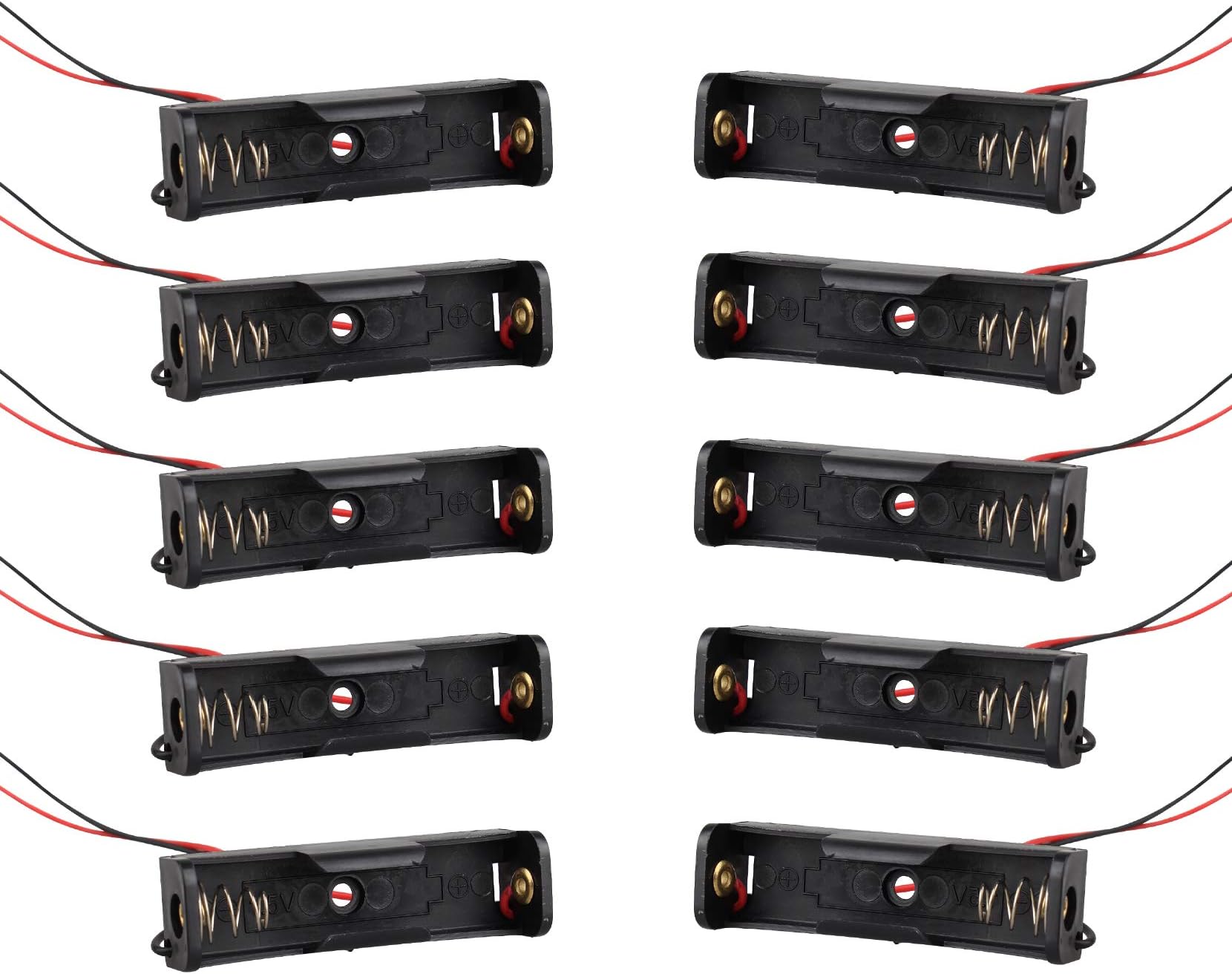 10Pcs 1.5V 1 x AA Plastic Cell Battery Holder Case Battery Storage Box with Wire Leads