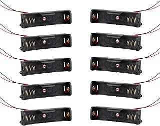 HALJIA 10Pcs 1.5V 1 x AA Plastic Cell Battery Holder Case Battery Storage Box with Wire Leads