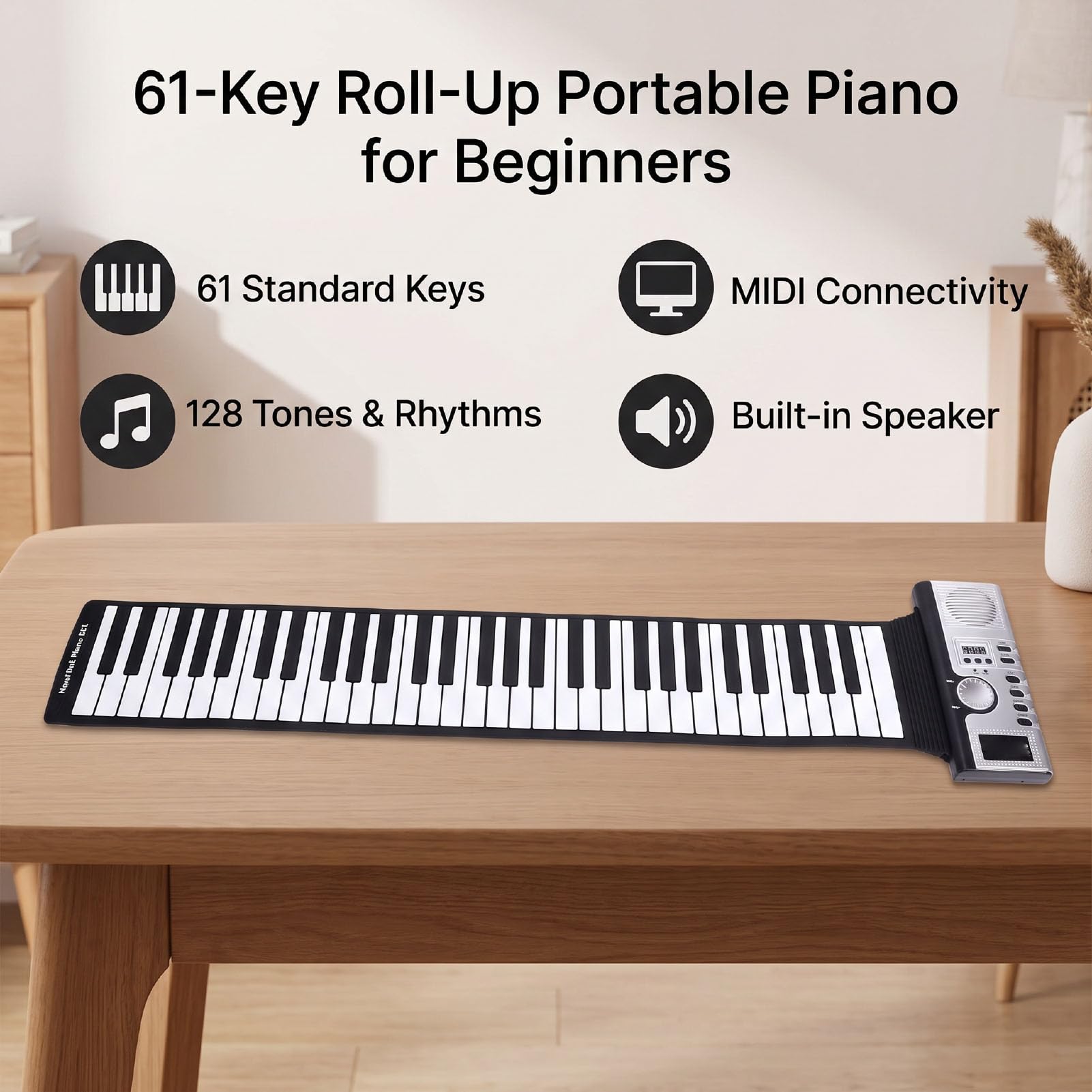 Bewinner Pianoforte Roll Up a 61 Tasti per Principianti con modalità di Insegnamento MIDI