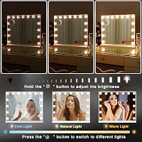 FENCHILIN Hollywood Sminkespegel USB-C csatlakozással, 15 LED lámpa, 3 fényerő mód 3
