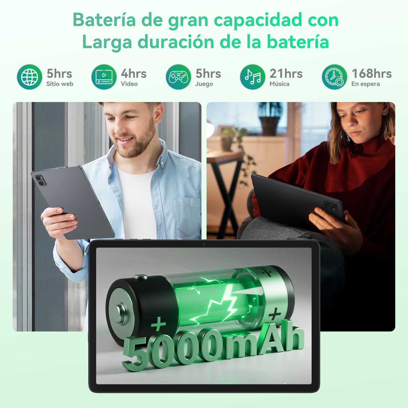 BESTTAB T20 Tableta 10 Pulgadas Android 15 con Teclado, 24 GB RAM + 256 GB ROM(2TB TF), Batería 5000 mAh, 10W, Ocho Núcleos, Widevine L1, WiFi 5G/GMS, Tablet con Lápiz, Ratón y Funda