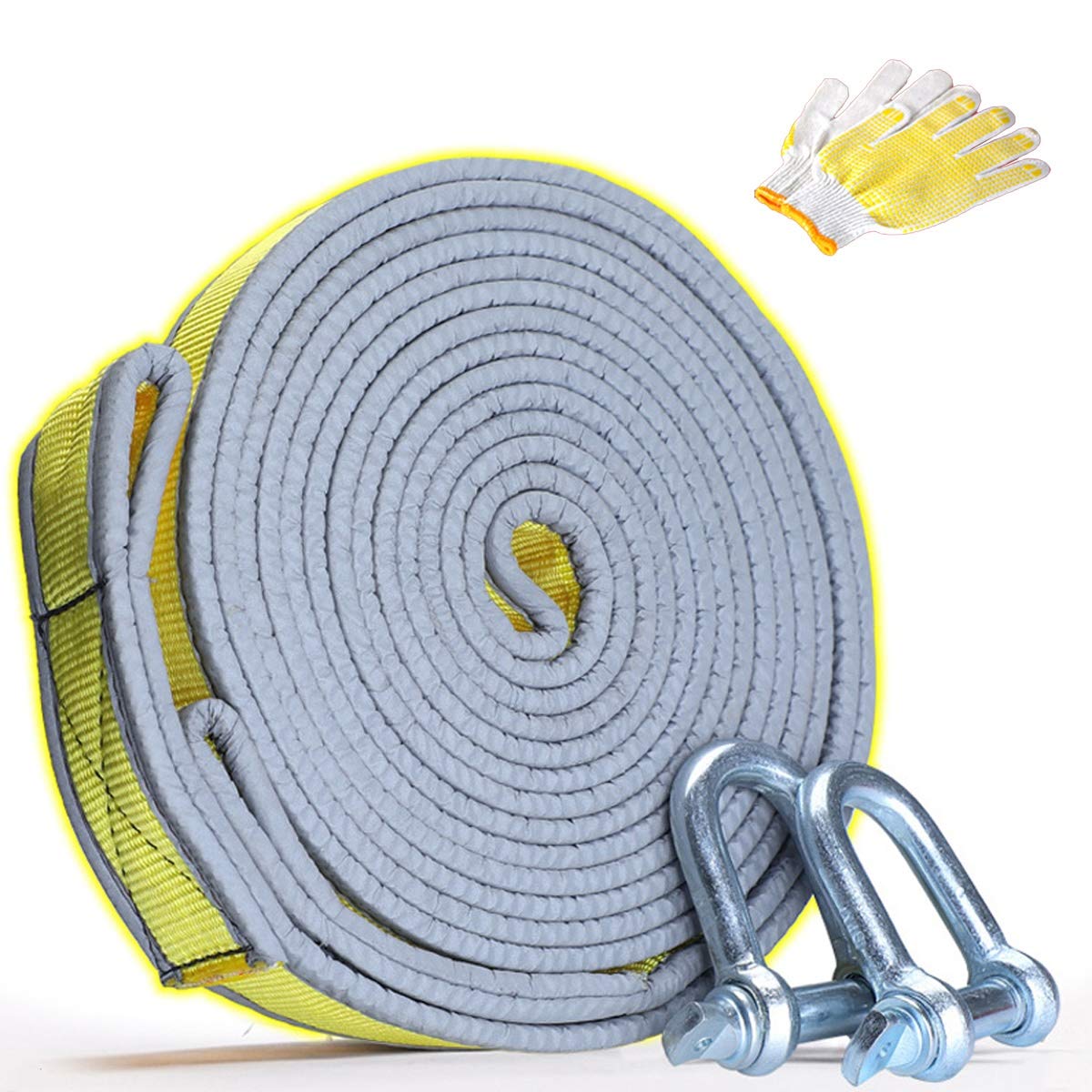 Coche Cuerda de Remolque, con 2 Ganchos de Seguridad y Guantes, Cuerda de Remolque de Alta Resistencia, Cuerda de Nylon de Alta Densidad, Engrosada 3 Capas (Size : 5m/10t)