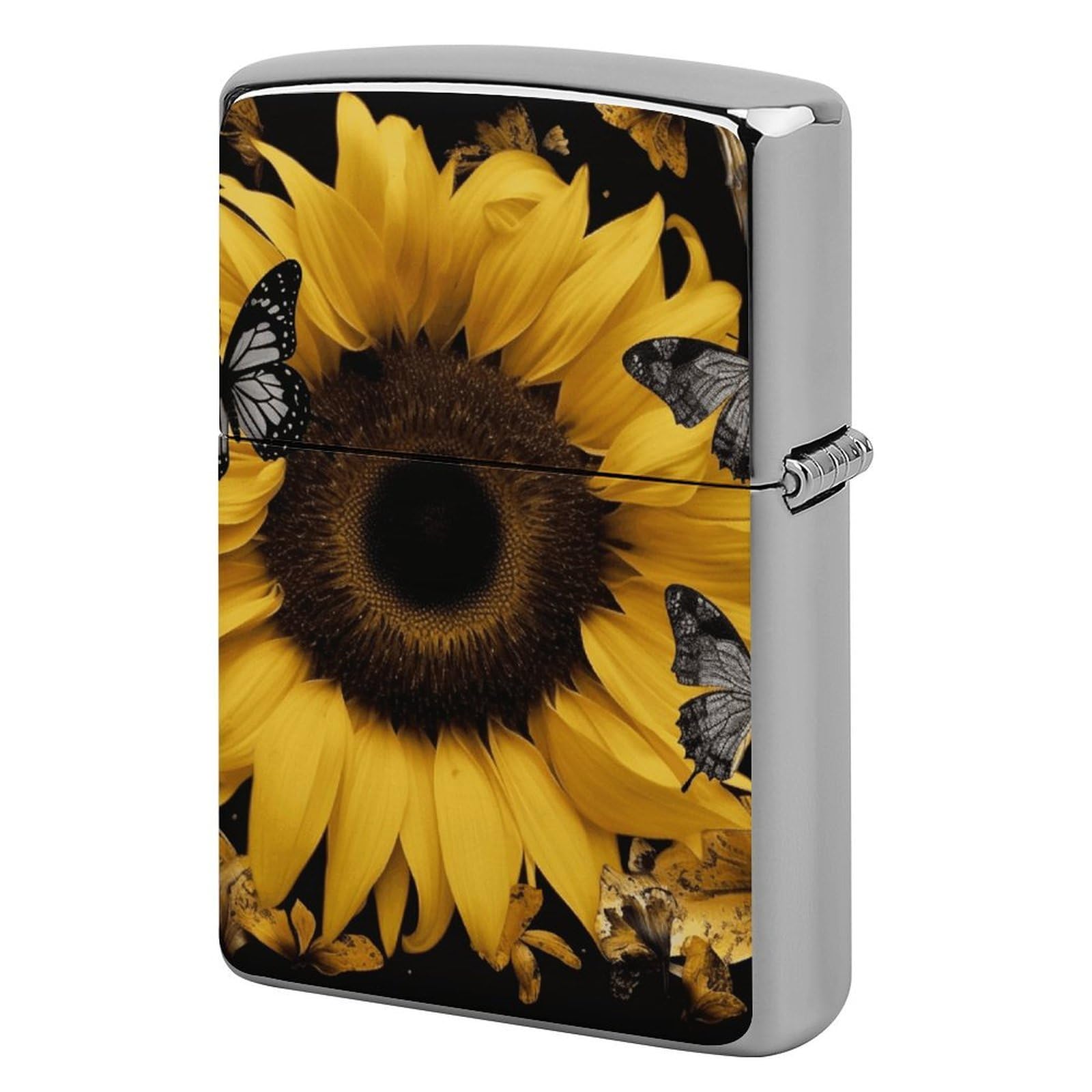 Butterfly and Sunflower Lighter Cover for Men, Personalized Lighter Case for Birthday Gift, Flip-Top Lighters Protective Cover, Portable Lighters Shell for Outdoor, Travel