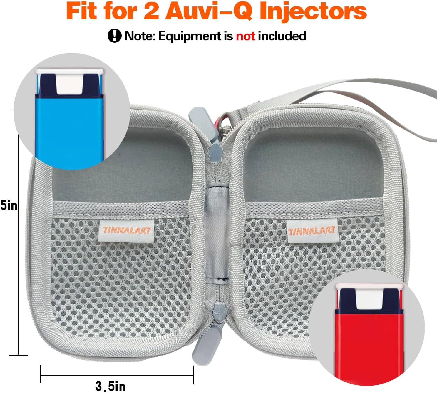 Orange Carrying Case Compatible with Auvi-Q， Fits Asthma Inhaler Holder - Insulated Protective Storage for 2 Auvi-Q Auto Injectors, Inhalers, and Nasal Spray (case only)