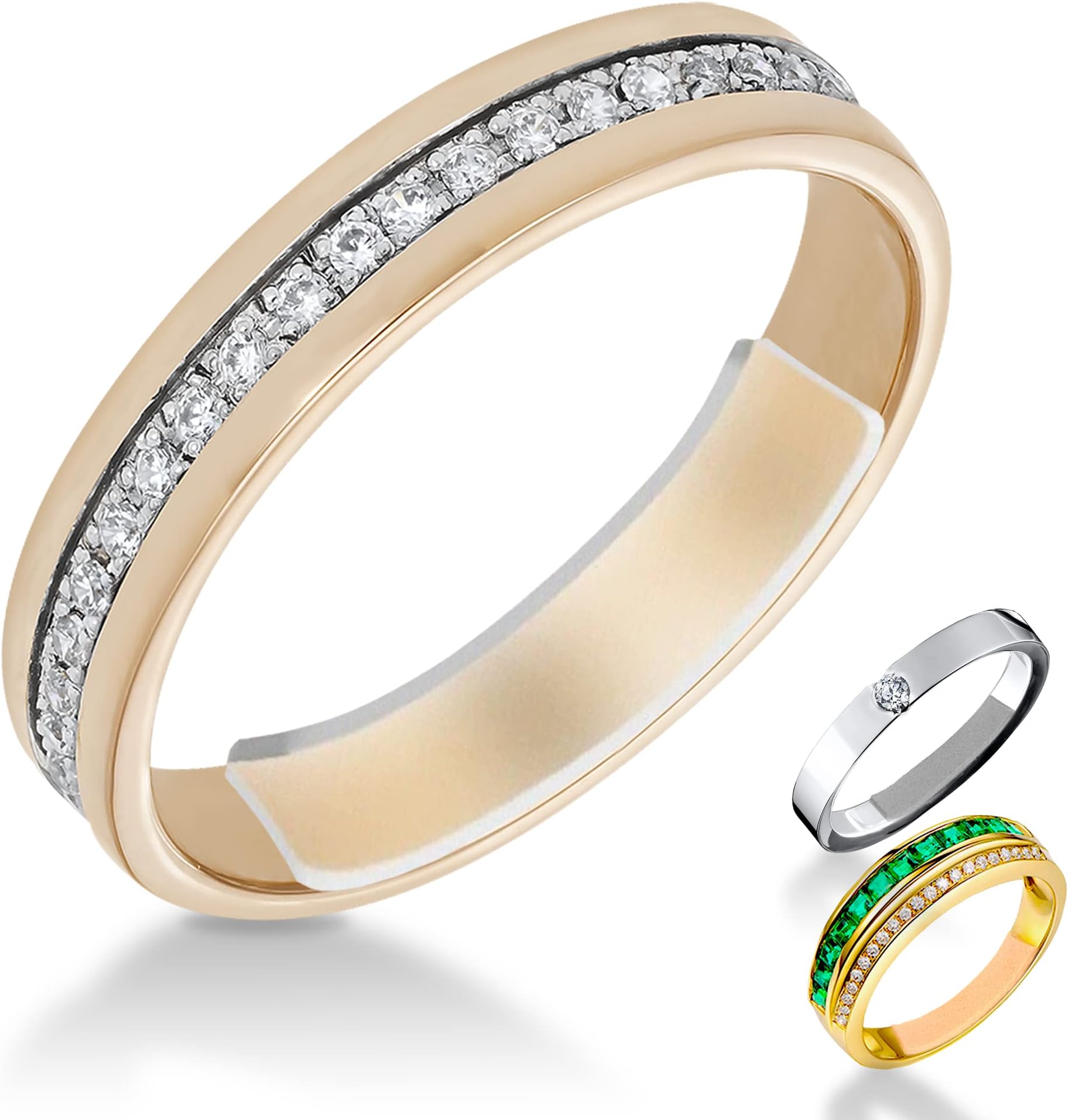 Invisible ring adjuster for loose rings - 6 sheets with 3 colors & 2 thicknesses, skin-friendly and self-adhesive to make your ring smaller in seconds