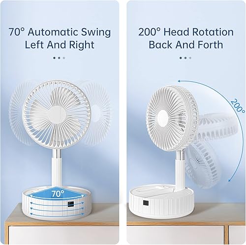 Miniatura 3 de Portable Telescopic Foldable Desk Fan ,10000mAh Foldable Pedestal Floor Fan with remote control,4 speed remote control electric collapsible Standing