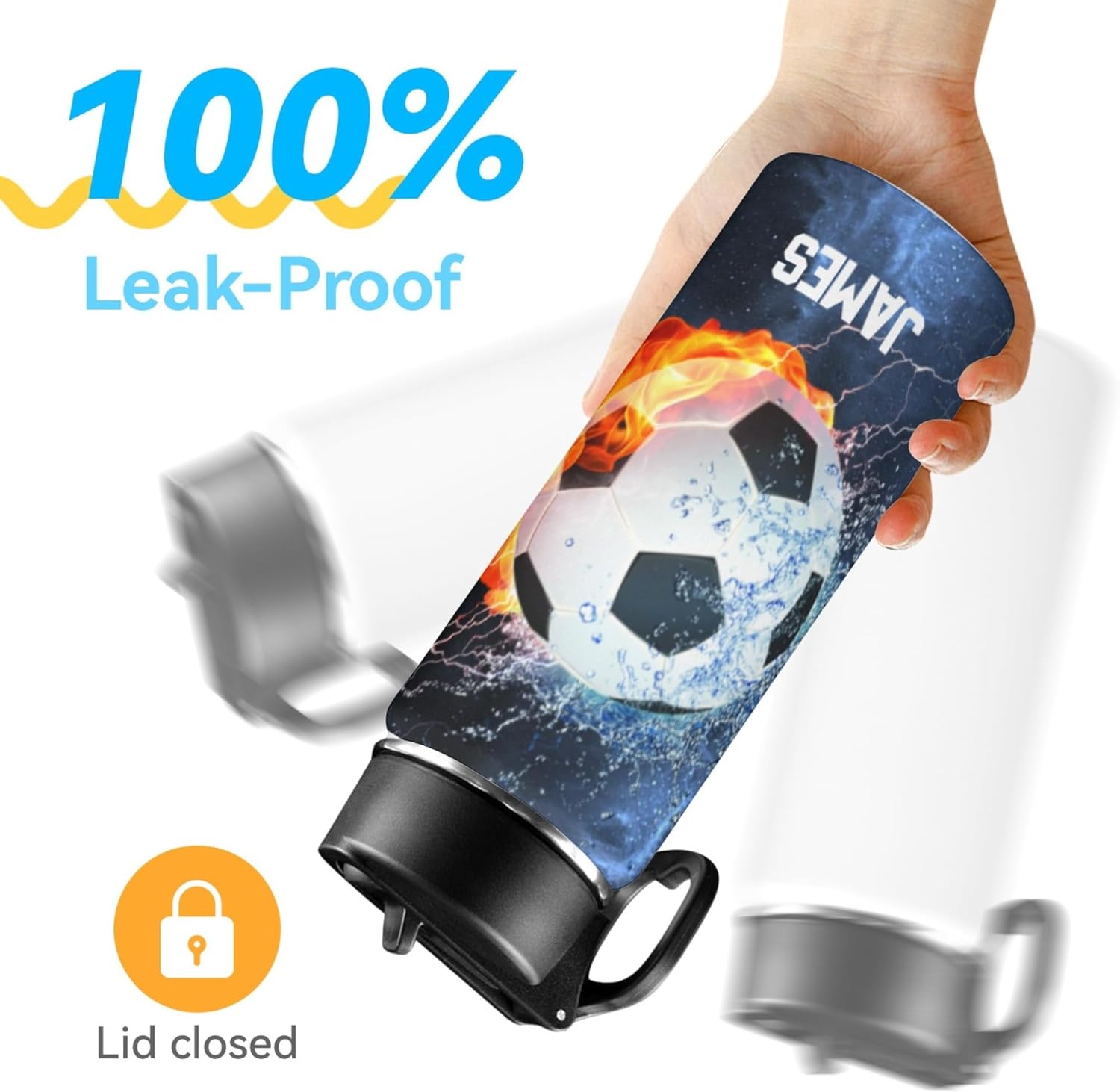 Customized Kids Insulated Bottle, Personalized Water Bottle with Name, Stainless Steel Thermo with Straw, Suitable for Boys,18 ounces - back-to-school gift（New Soccer） - Image 5