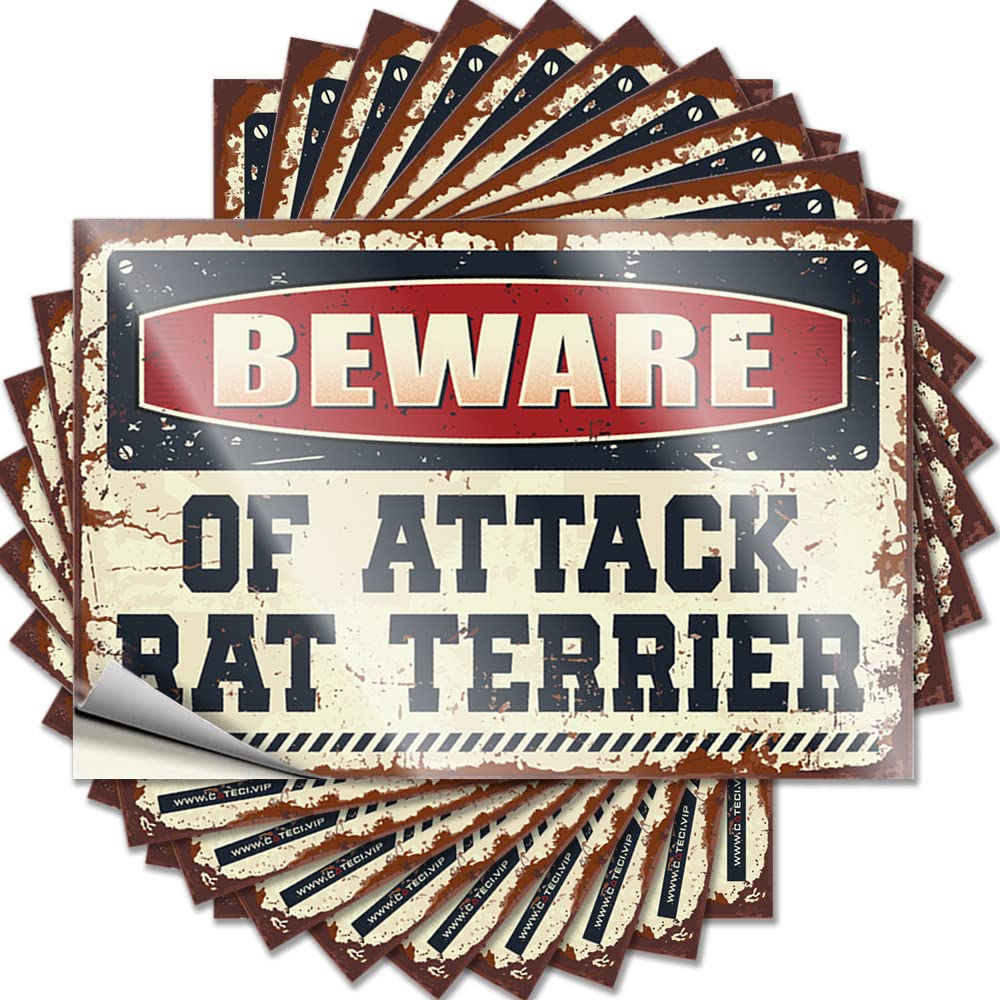 Bumper Camper Van Accessories | Inspirational Bottle Beware of Attack Rat Terrier for Exterior(6X9CM)