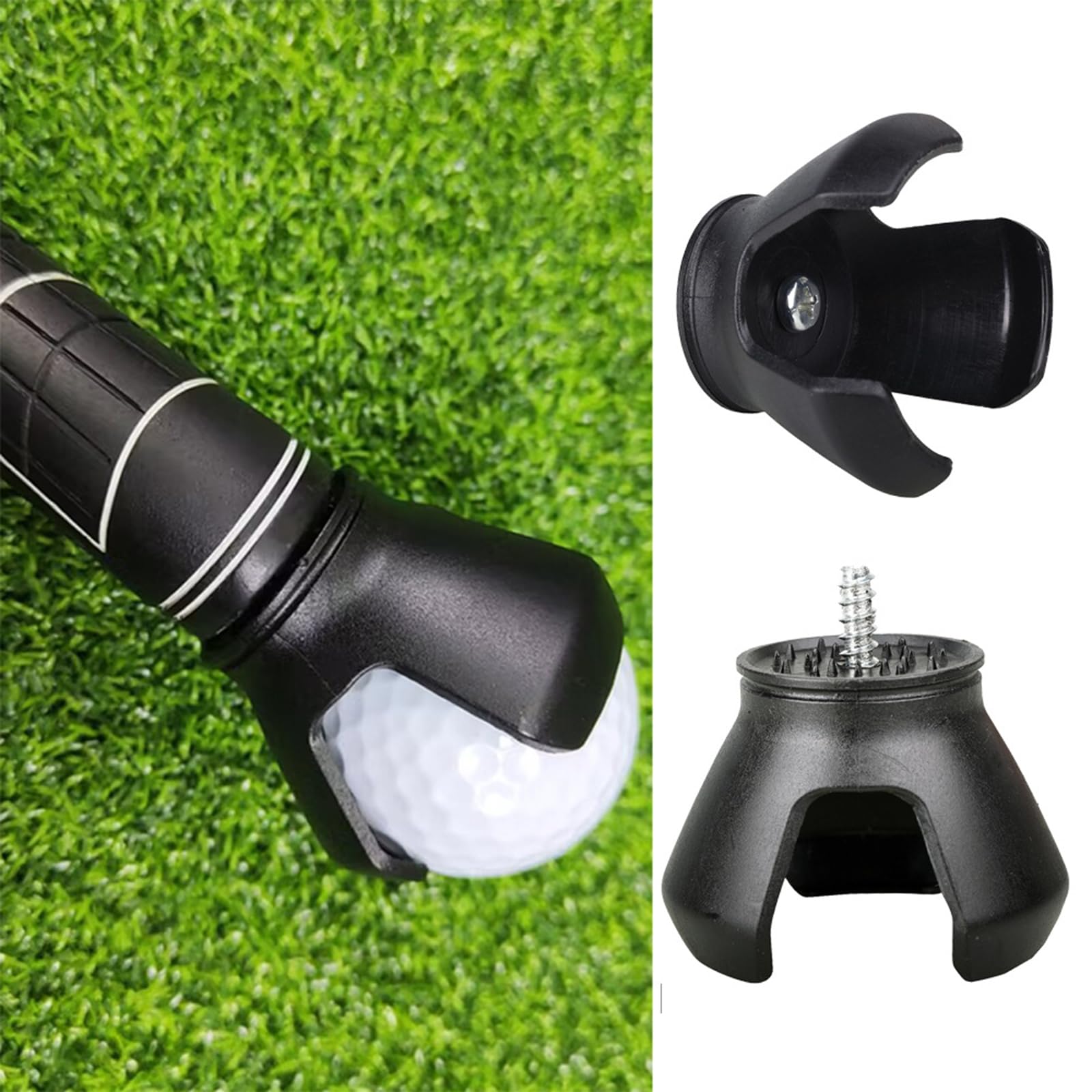 UncleS agarradores de pelotas de golf con tornillo de base sólida, accesorio portátil para recogida fácil sin doblar