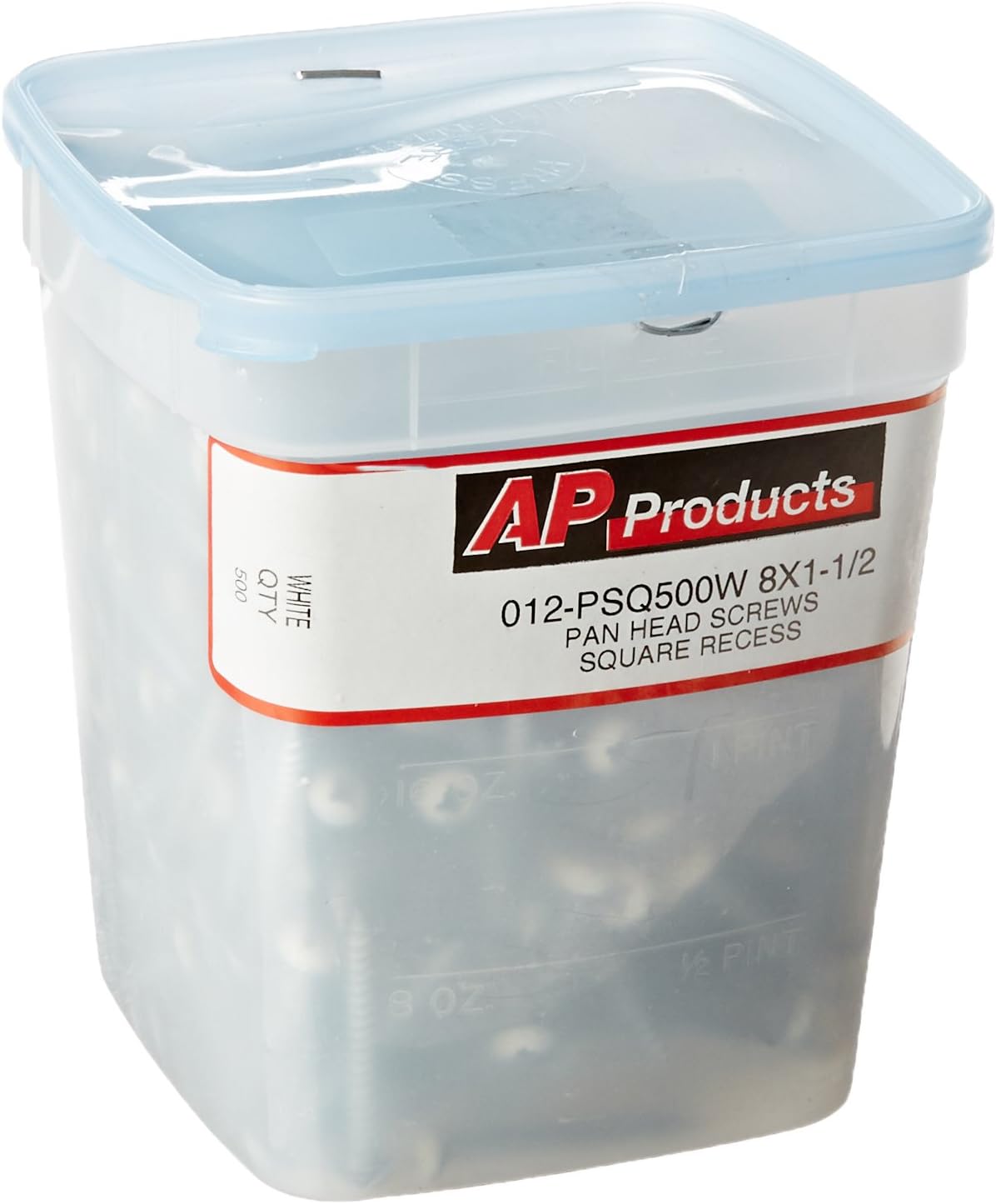 AP Products 012-PSQ500W White 1-1/2" Square Pan Head Screw, (Pack of 500)