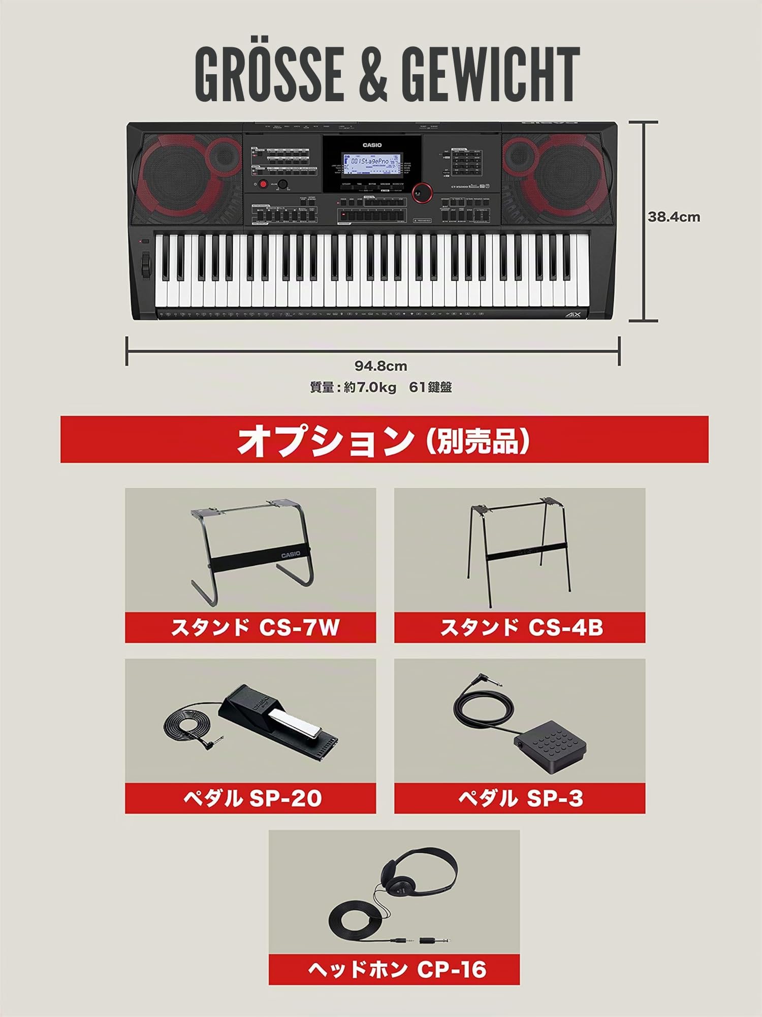 Casio CT-X5000 Top Keyboard mit 61 anschlagdynamischen Tasten, 800 Sounds & 235 Begleitrhythmen, Pitchwheel, extra starkes Lautsprechersystem, schwarz