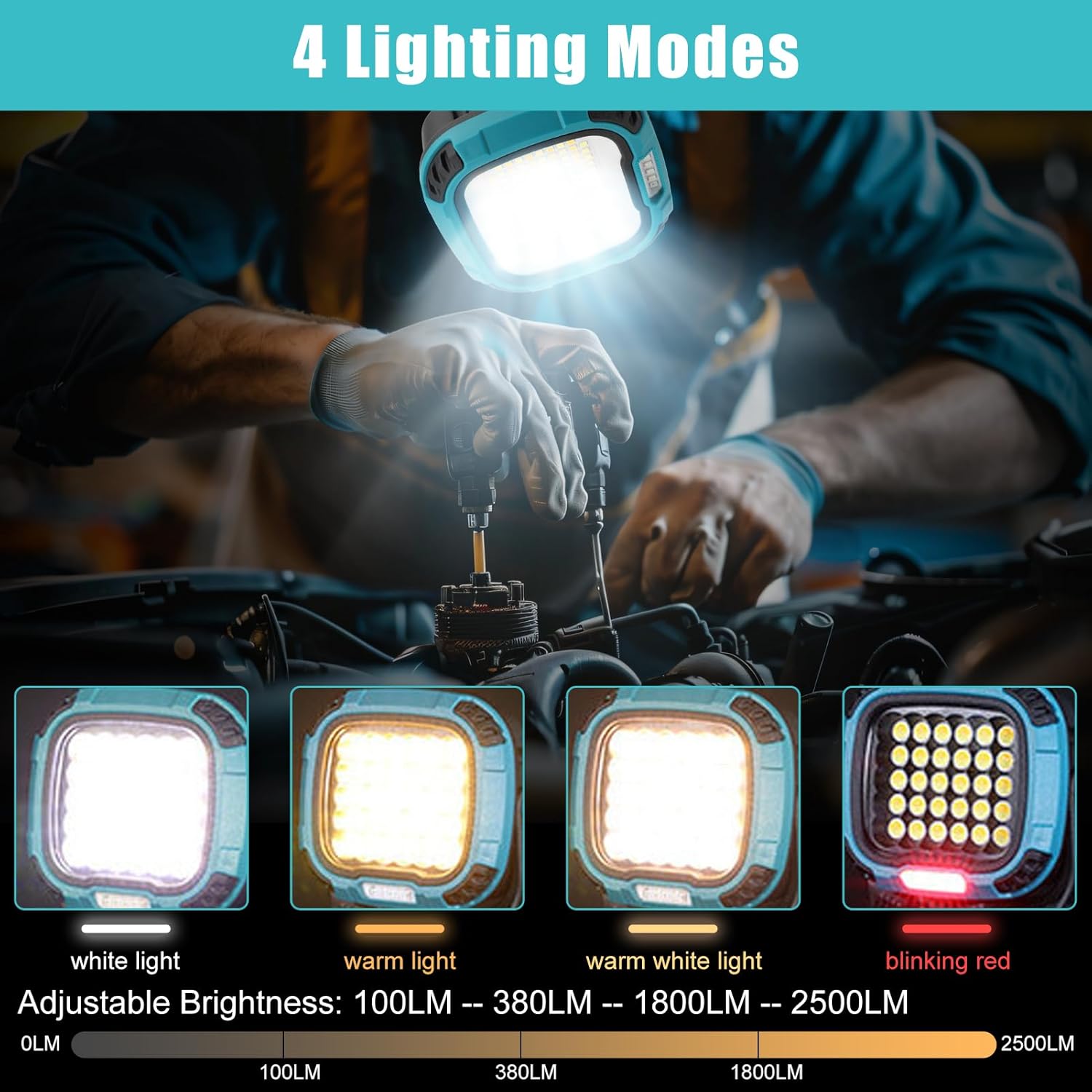 30*COB LED Work Light, Rechargeable Flashlight, Pivoting Head, Rotate The COB light 180 degrees to adjust The lighting angle, Battery Included, HISUEKIG4dr8f2myus