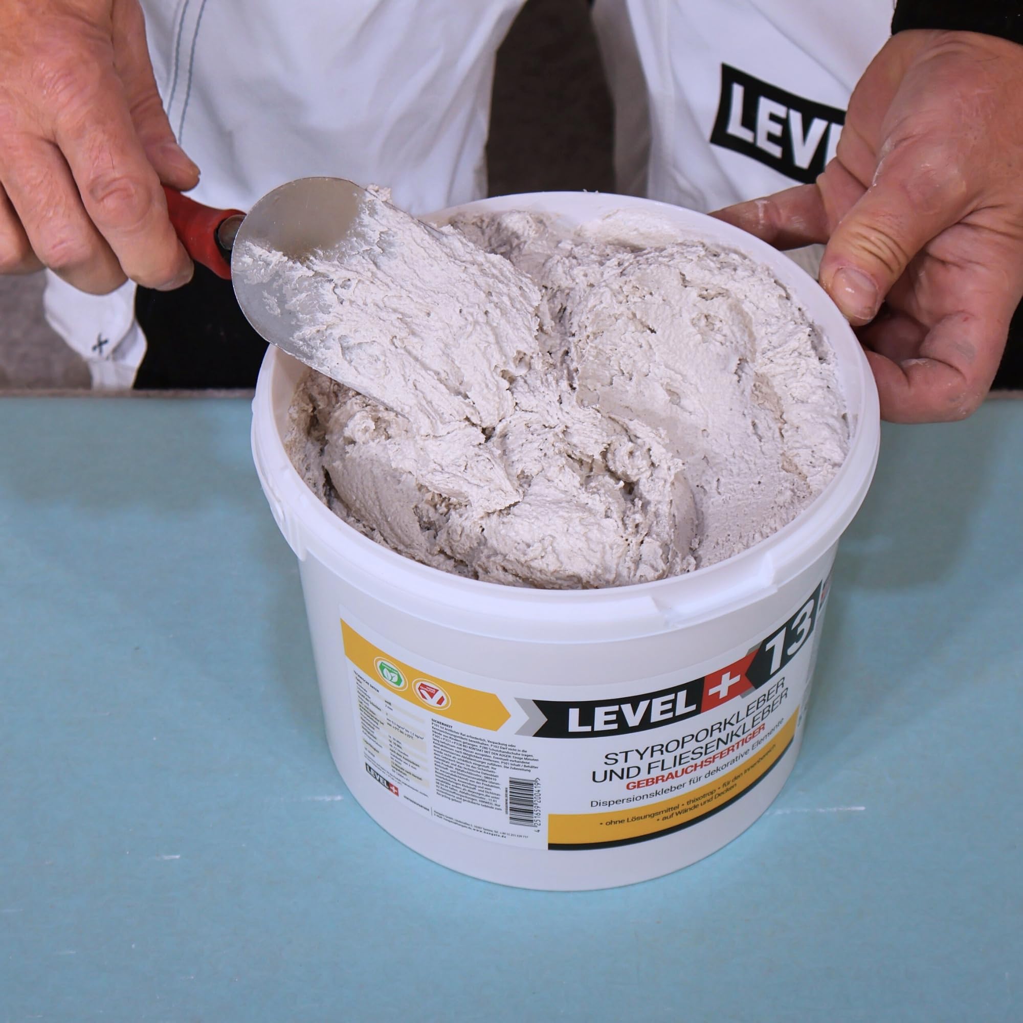13 adesivi per polistirolo da 25 kg + spatola dentata da 4 mm, colla in sughero, colla a dispersione per elementi decorativi e polistirolo, set RM13