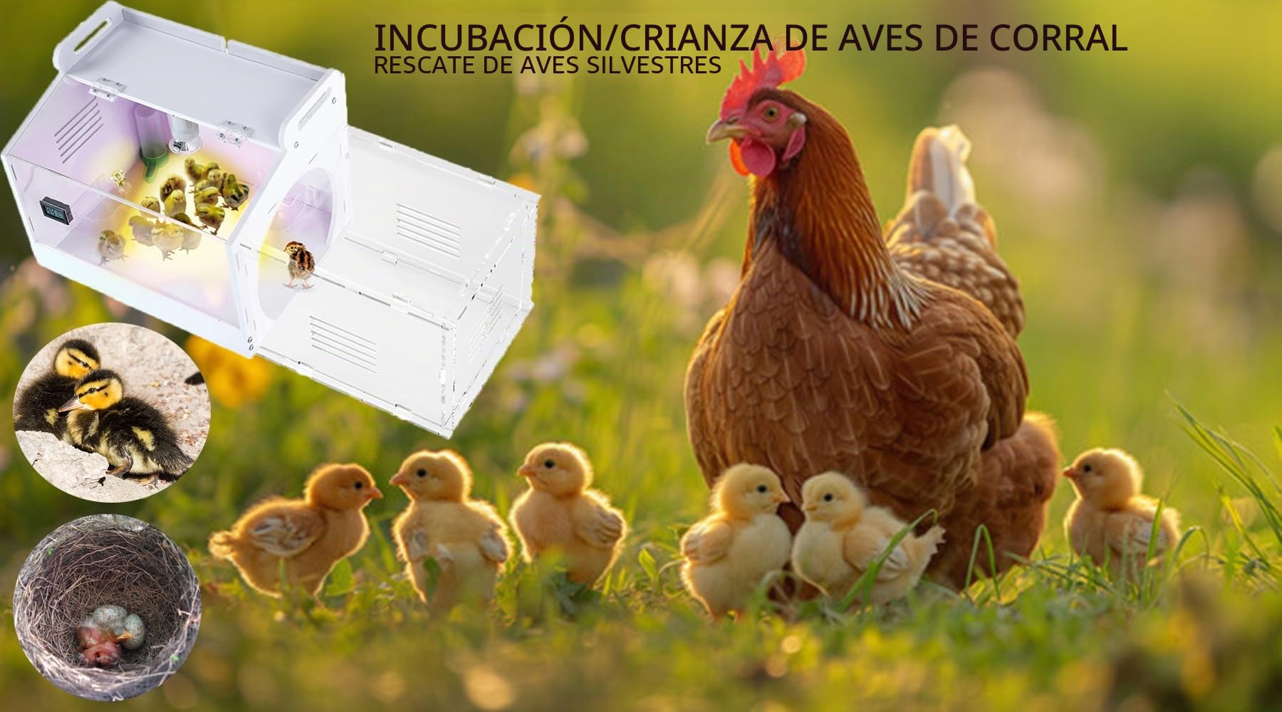 Iarge-Scale - Caja de incubadora de pollitos, jaula de codorniz, incubadora de huevos, kit de iniciación de pollitos 20-35