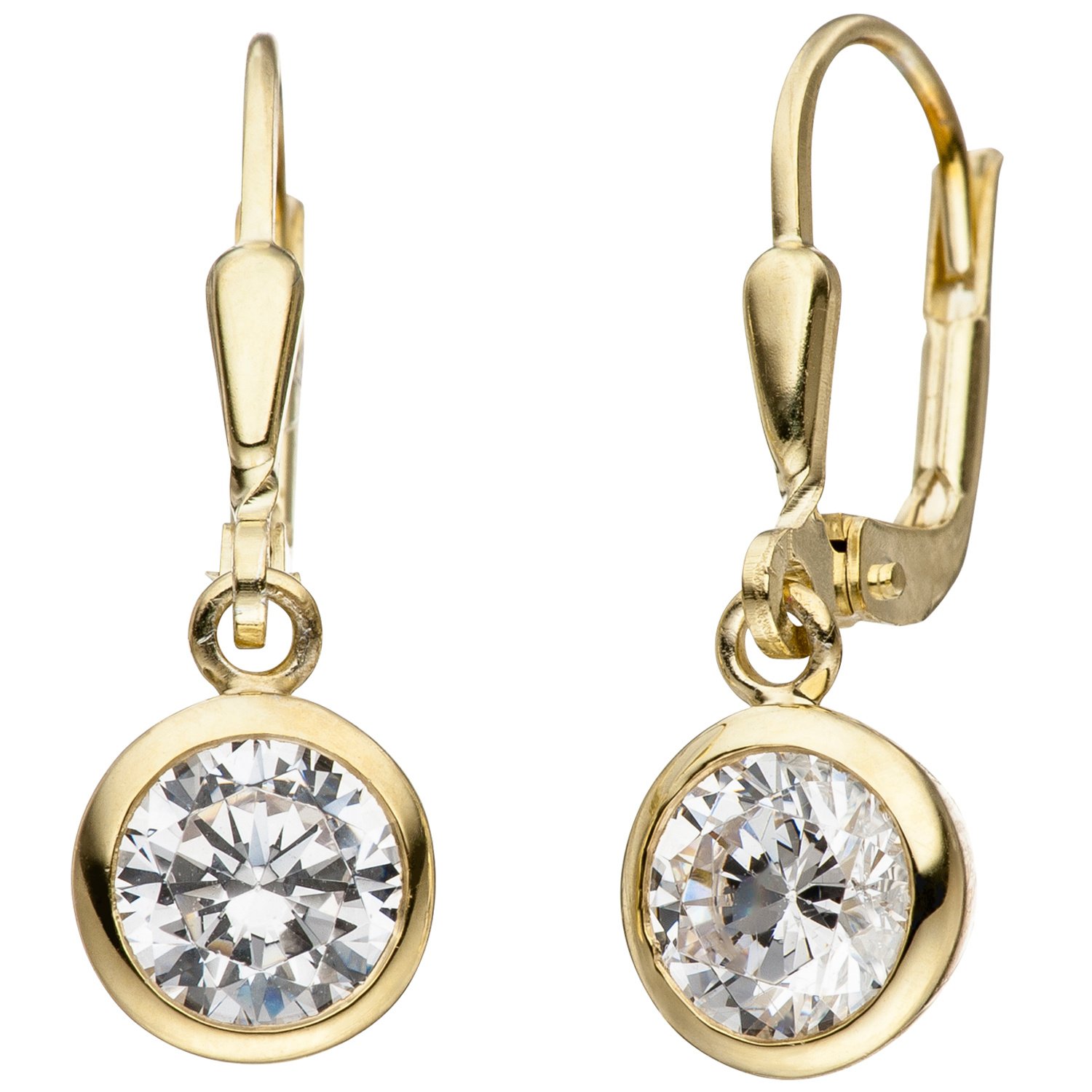 Jobo Damen-Ohrringe hängend 925er Silber vergoldet mit Zirkonia