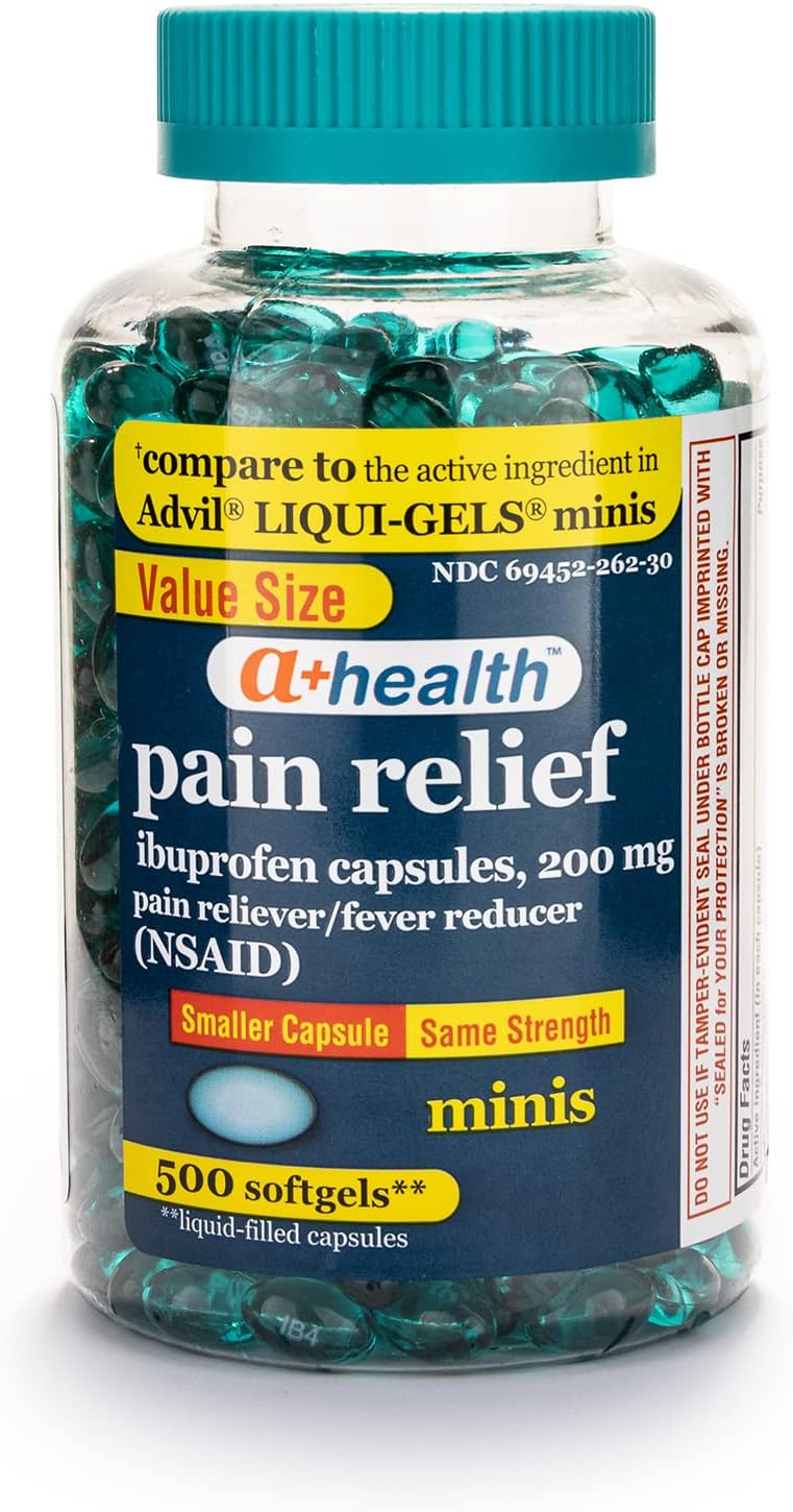 Mini Ibuprofen 200 Mg Softgels, Pain Reliever/Fever Reducer (NSAID), 500 Count