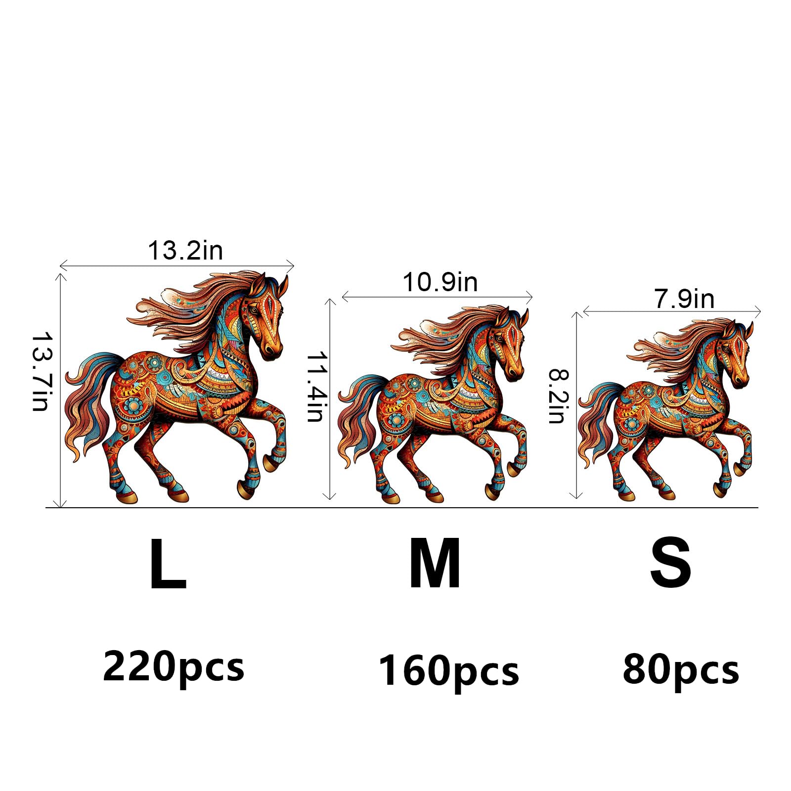 Puzzle En Bois Animaux - Formes Uniques - Boîte Cadeau En Bois - Cheval - KAAYEE - 3