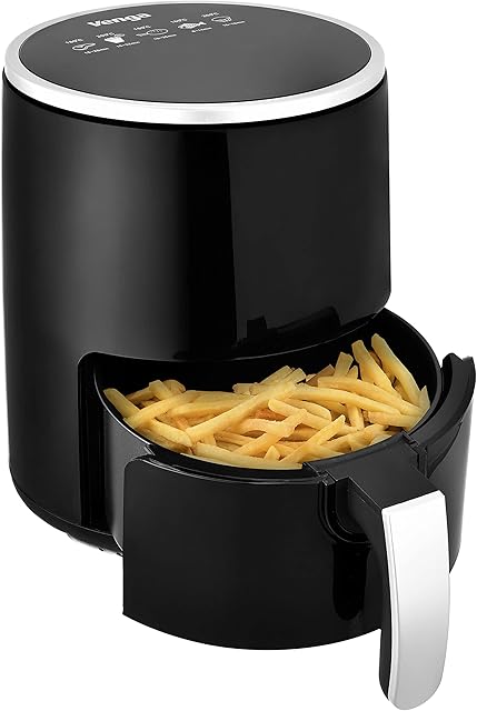 Venga! Air Fryer, 2.5 L, Adjustable Thermostat 80-200°C, 60-Minute Timer, Touchscreen Control Panel, 1200 W, Black/Silver, VG AFT 3007 BS